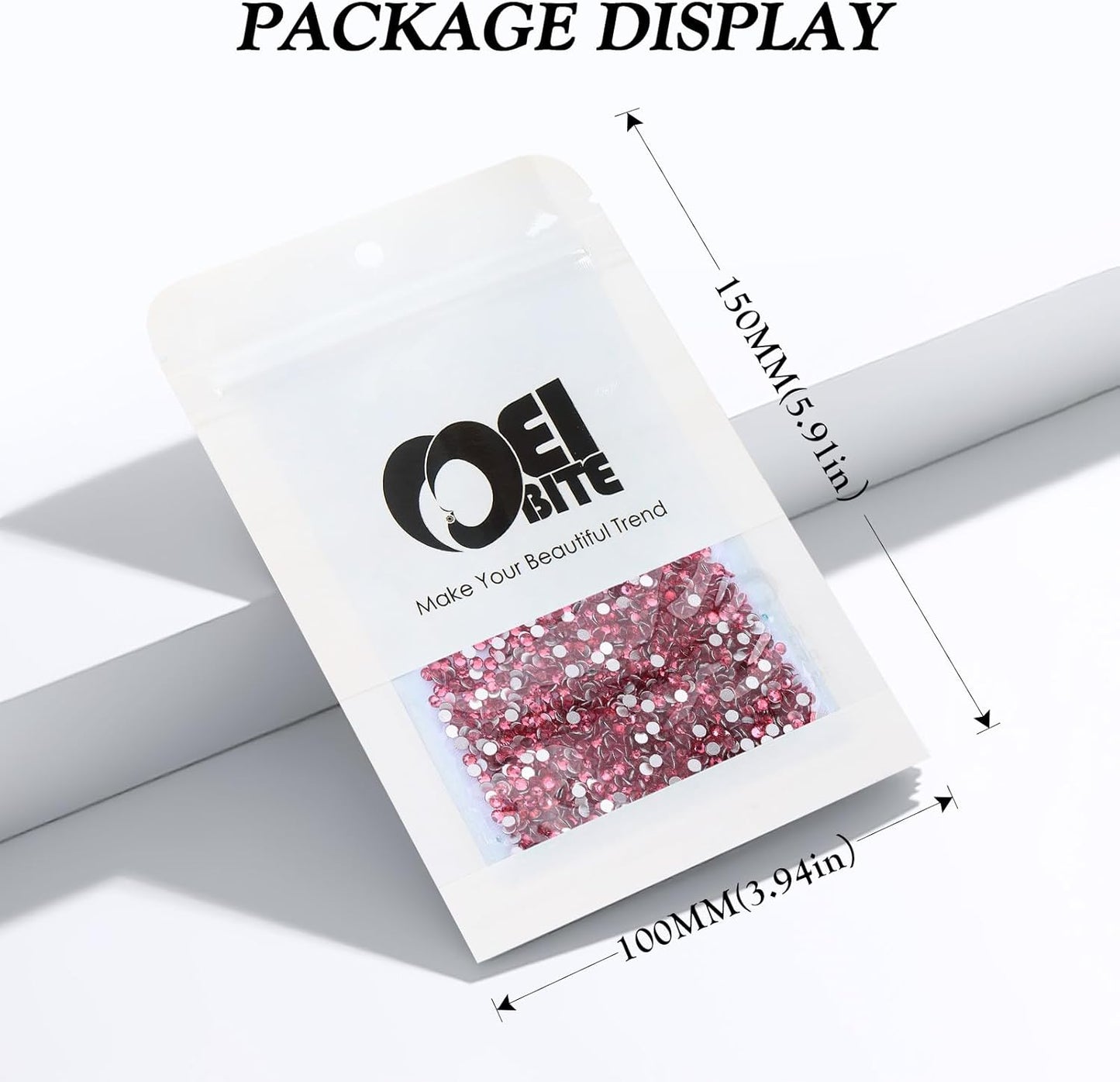 Rose Flatback Rhinestones, Glass Rhinestones for Nail Art and Craft, Glue Fix, Loose Crystal Gemstones(Rose, SS10, 2880pcs, 2.7-2.8mm)