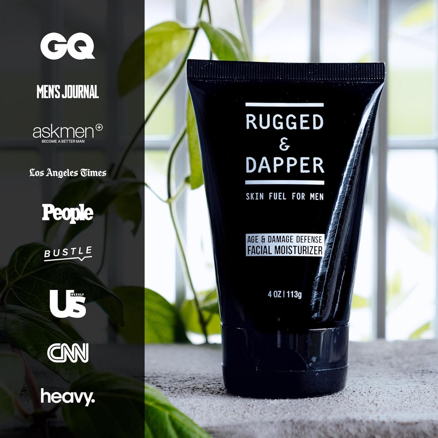 RUGGED & DAPPER - Age Defense Face Moisturizer for Men | 4oz | Hydrating Mens Face Lotion | Unscented + Anti- Aging Formula for Clear Skin | Natural Ingredients | Made in USA