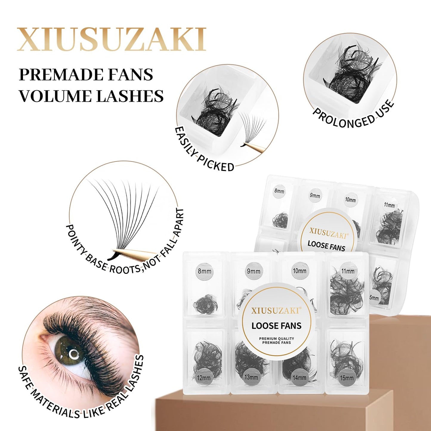 Premade Fans Eyelash Extensions 600 Fans 10D Volume Lash Extensions 0.05 Thickness Eyelash Extension C Curl Premade Lash Fans Mix 8-15mm Fluffy Soft Handmade Loose Fan(600Fans-10D-0.05-C,8-15mm)