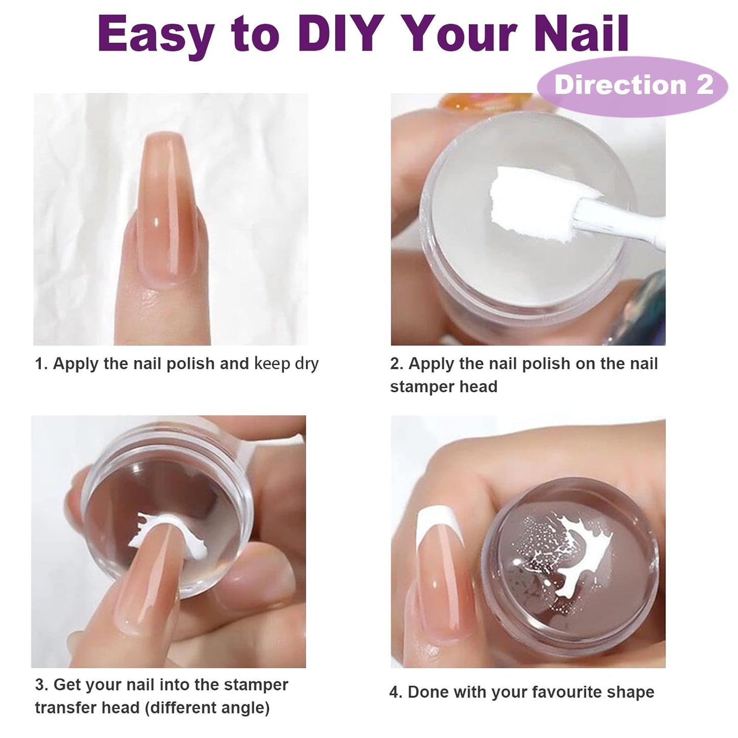 Nail Stamper Nail Art Brushes, French Tip Nail Stamp Clear Nail Art Stamper Jelly with Scraper, 7pcs Nail Pen Brushes, Soft Silicone Stamper Printer DIY French Tip Nail Stamping Manicure Tool