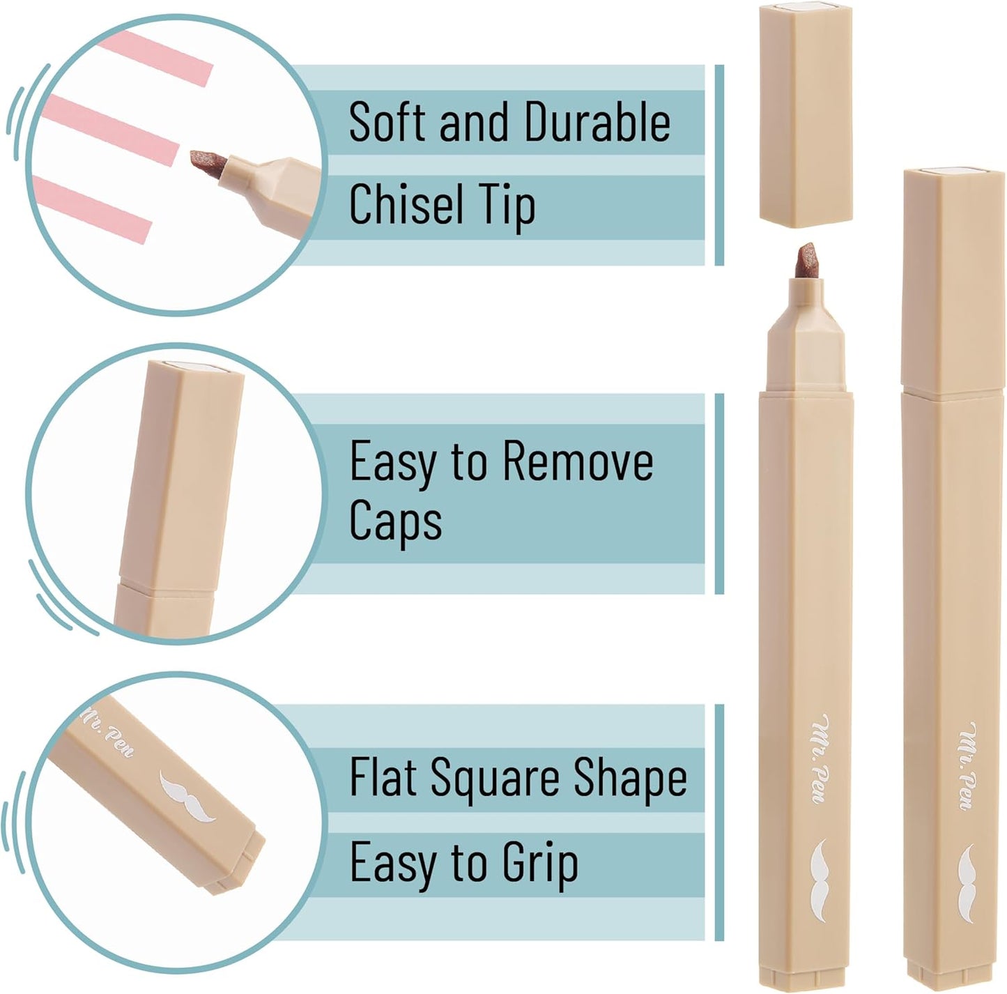 Mr. Pen Aesthetic Highlighters - 8 pcs, Chisel Tip, Pastel & Vintage Colors, No Bleed Bible Highlighters