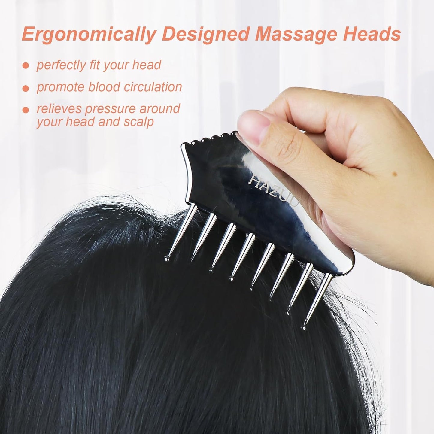 Portable Stainless Steel Scalp Massager - Guasha Scraping Tool for Head, Neck, Shoulders, Legs & Arms - Ideal for Soothing Relief (Comb Shape)