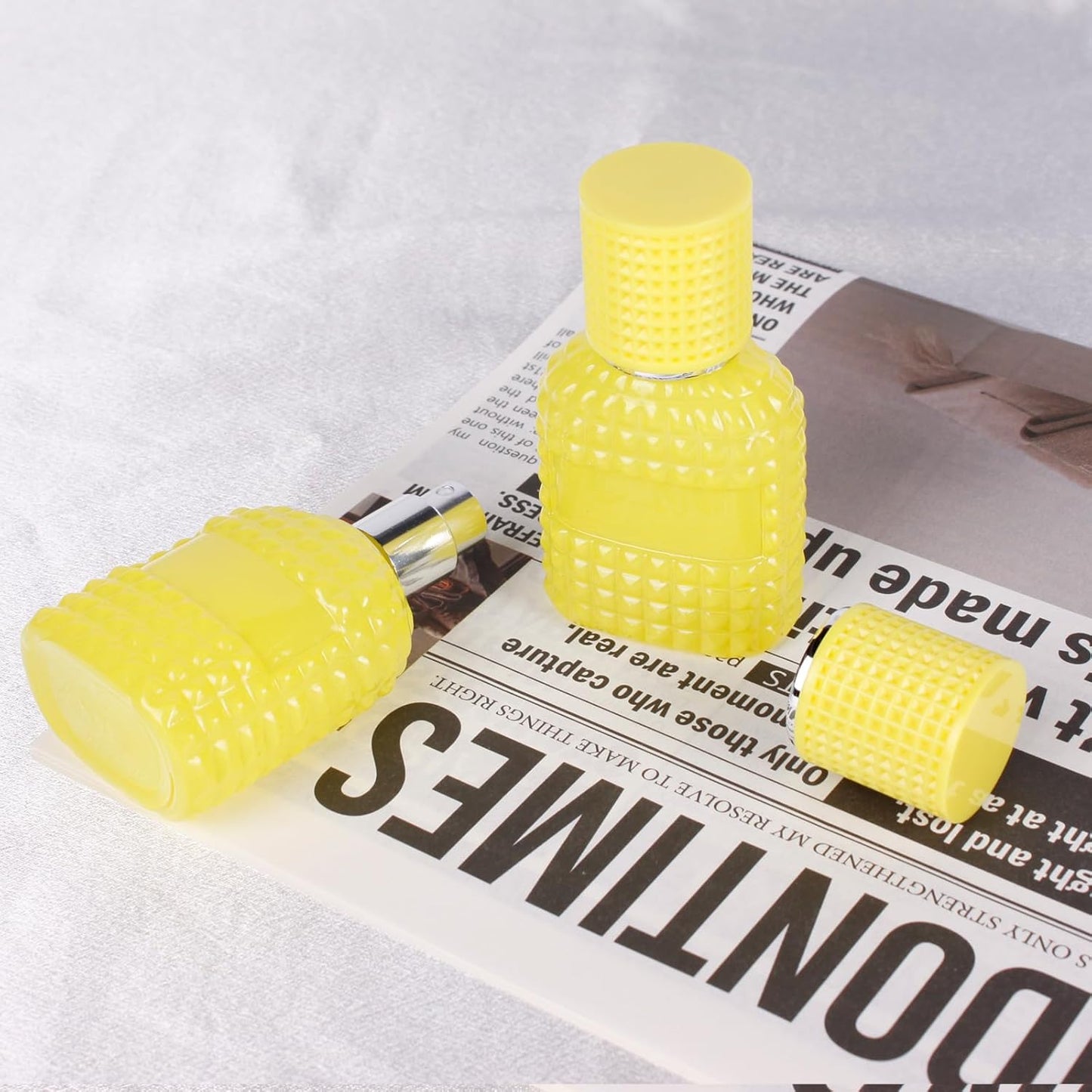 2 Pack 30ml Perfume Spray Bottles Empty, Refillable Glass Fine Mist Atomizer, Portable Travel Perfume Atomizers Fragrance Containers Sprayer for Cleaning, Essential Oils, Liquids (Yellow)