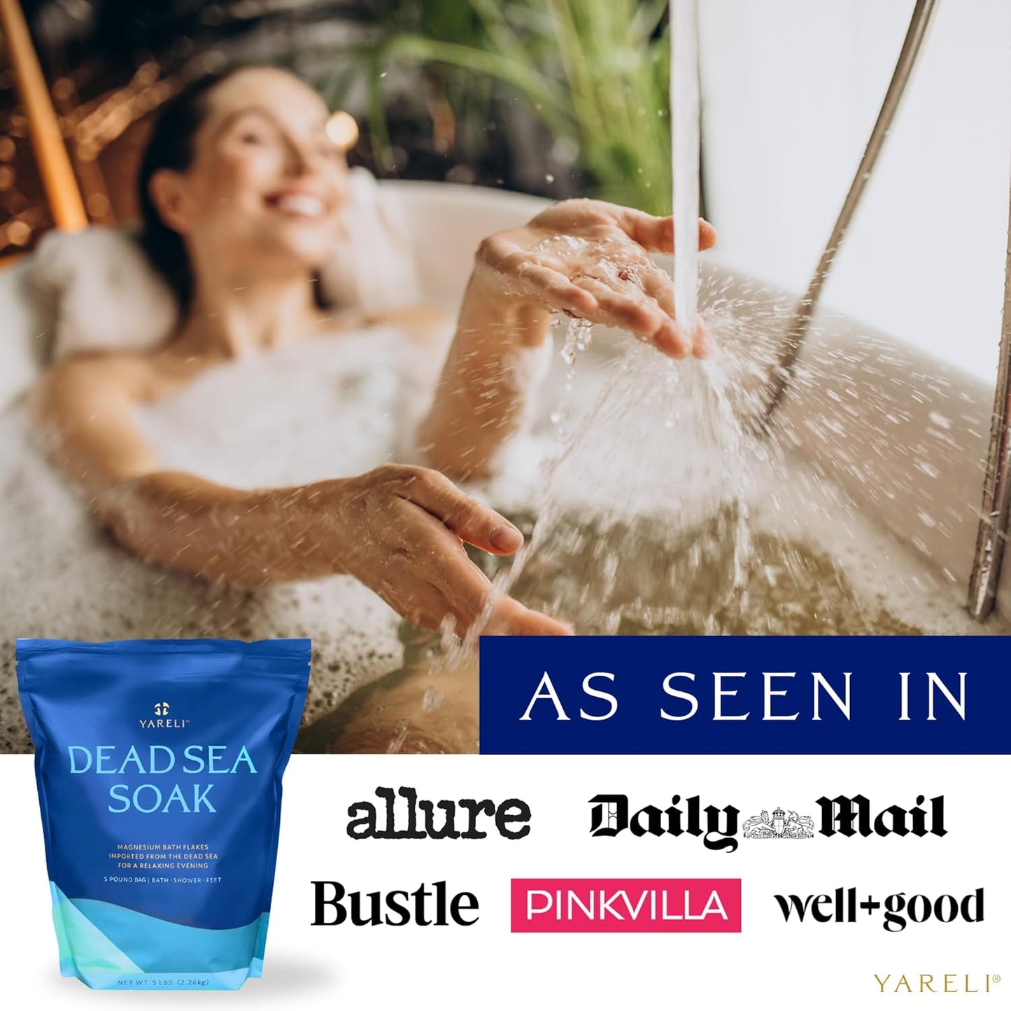 Magnesium Flakes, 5lb, Dead Sea Bath and Foot Soak, Alternative to Epsom Salt with Over 250,000mg of Magnesium Chloride Per Bag