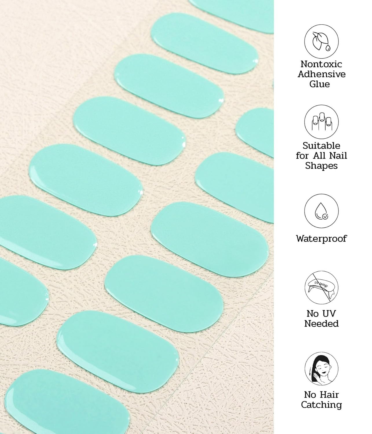 Nail Polish Strips - 22 Pcs Salon Quality Gel Nail Stickers - Long Lasting Wraps (Mint Smoothie Green)