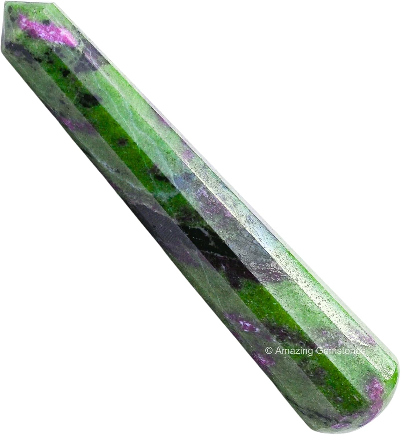 Amazing Gemstone Ruby Zoisite Crystal Wand Massage Stick - Pelvic Wand Gua Sha for Adults - Crystals and Healing Stones Massage Wands for Adults Gifts (Pointed)