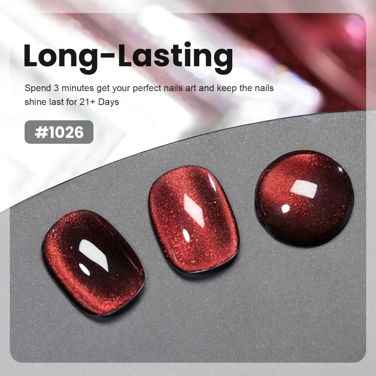 RARJSM Cat Eye Gel Nail Polish Dark Black Orange Red Cateye Diamond Glitter Gel Polish 15ml Single Bottle with Magnet Stick UV LED Curing Requires Soak Off for Home Salon Christmas Manicure