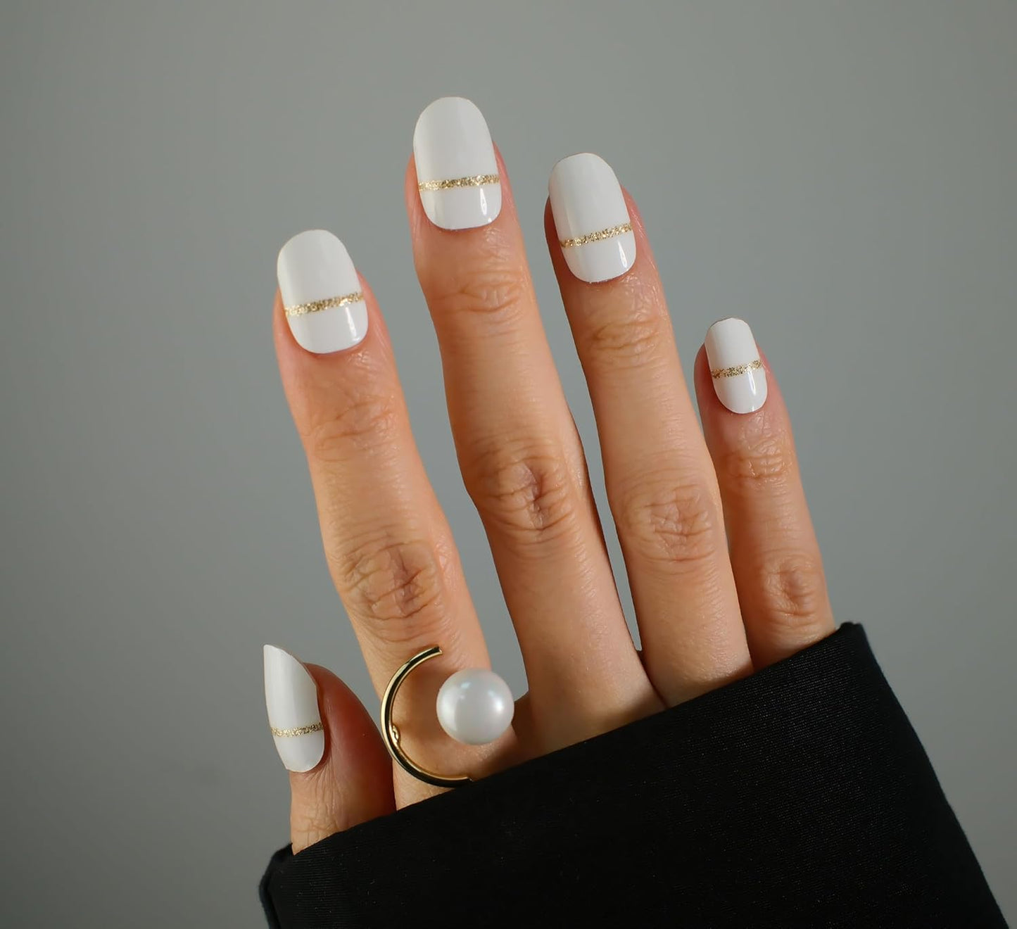 Nail Polish Strips, 32PCS Salon Quality Wraps, Long Lasting Gel Nail Stickers for Women Easy Apply& Remove (White Frost on Cake)