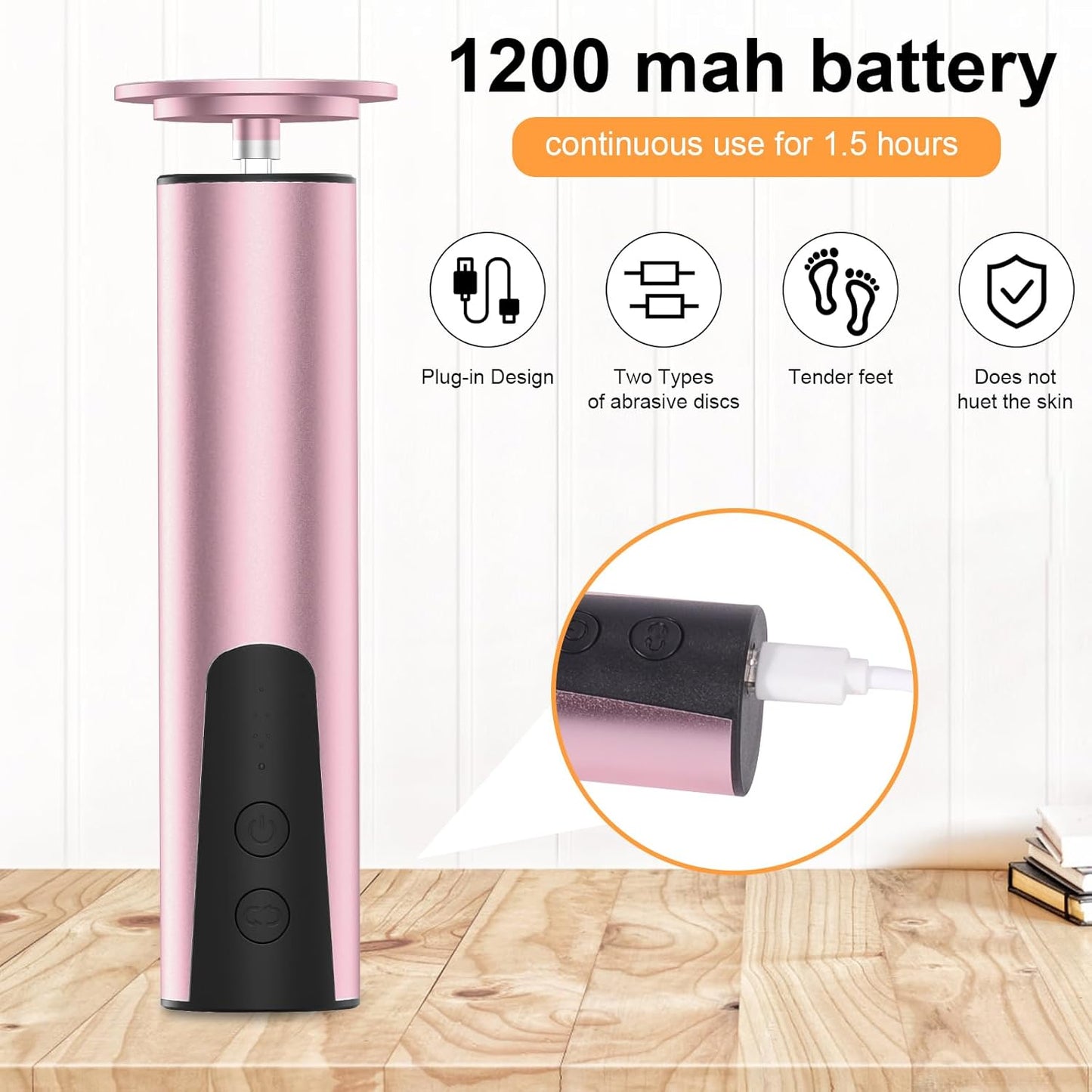 ele ELEOPTION Electric Callus Remover for Feet Electric Foot File Nail Grinder 6 Speed Adjustable Rechargeable Professional Foot Sander Pedicure Tool for Feet Dry Dead Skin Pink