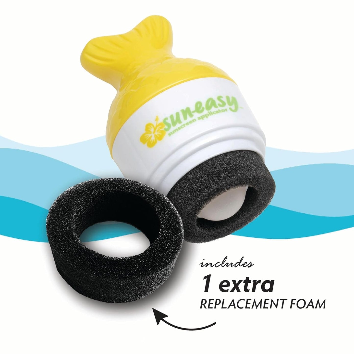 YAYA ORGANICS Sun-Easy Sunscreen Applicator, Refillable Roll-On with Sponge for Kids and Babies, Fun, Fast and Mess-Free application, Holds 80 ml, Fish/Blue Cap