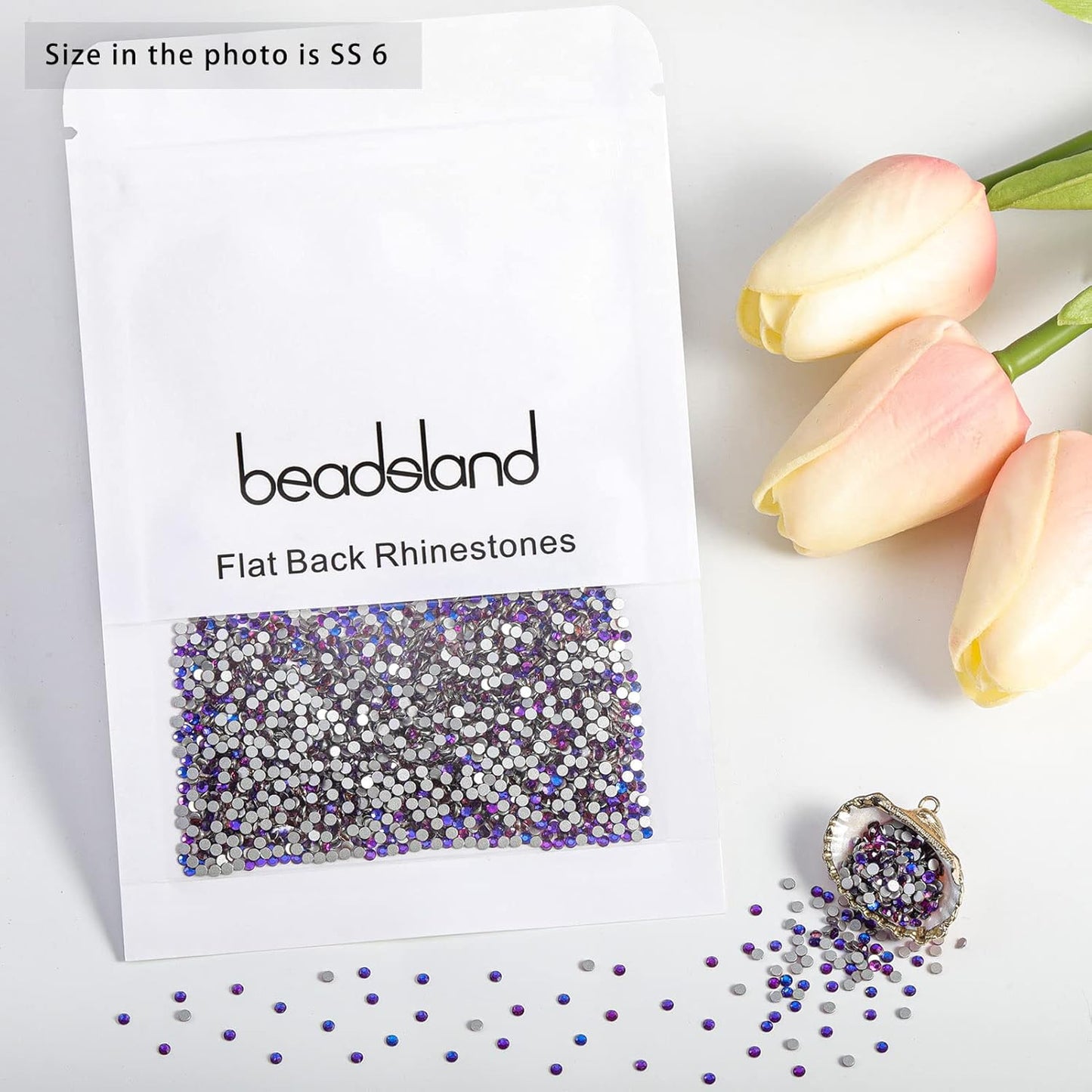 Beadsland 1440pcs Flat Back Crystal Rhinestones Round Gems for Nail Art and Craft Glue Fix, Purple Velvet,SS6,1.9-2.1mm