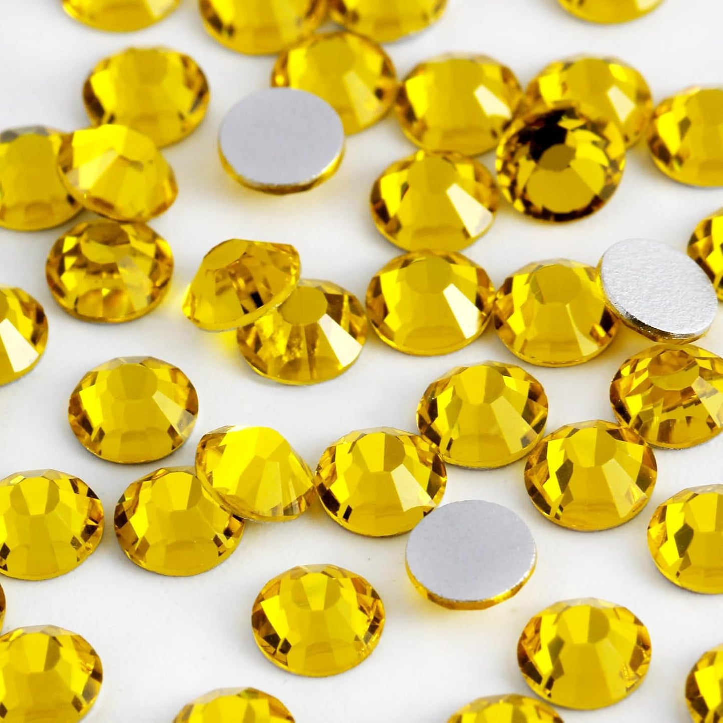 2000PCS SS20 Flatback Rhinestones | 12-Facet Diamond-Cut Glass Gems for Nail Art, Clothing, DIY Crafts |Glue-On Decoration Stones with Silver Backing(Citrine)