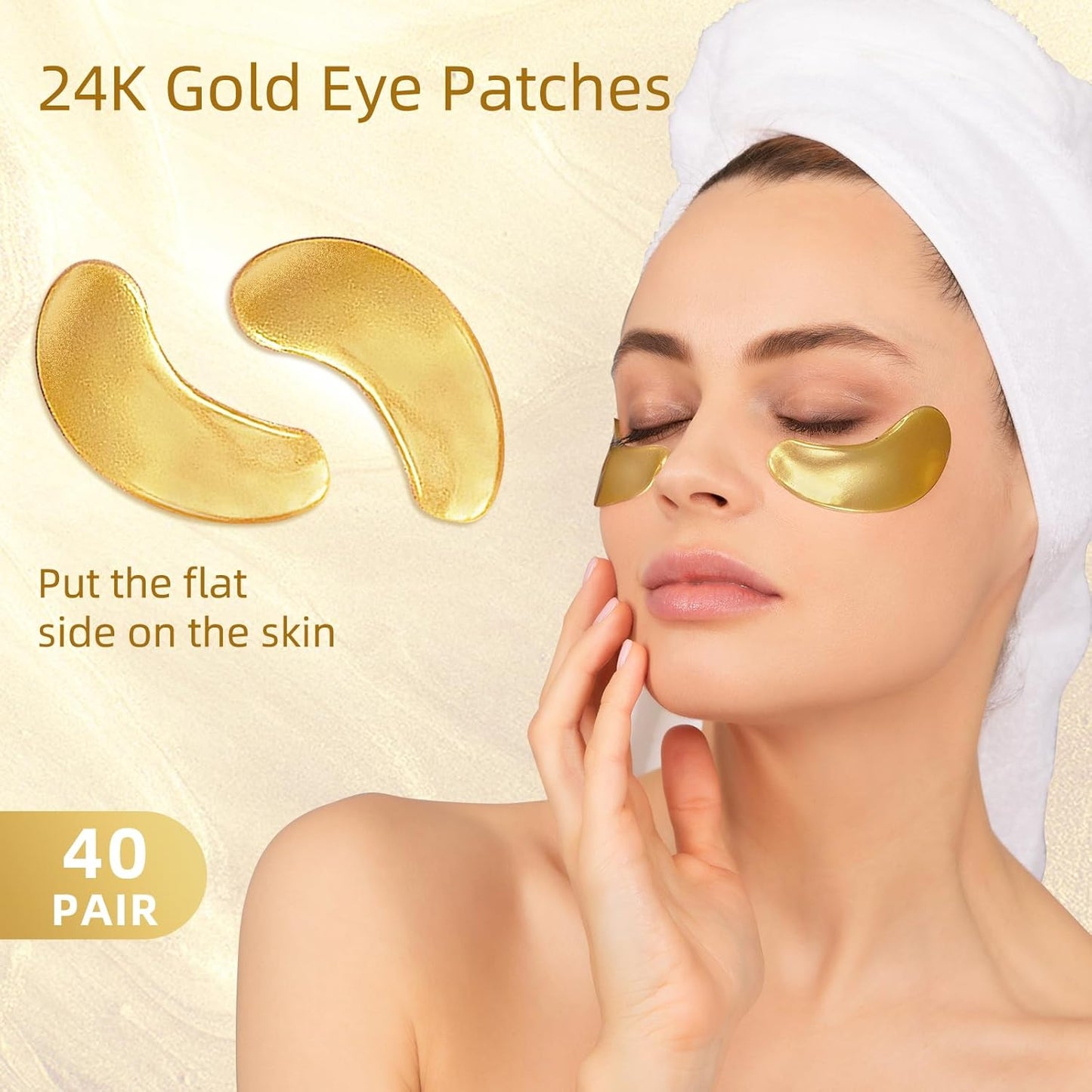 Under Eye Patches, 40 Pairs Eye Mask for Dark Circles, Puffy Eyes, Undereye Bags,Wrinkles,Eye Mask Patches with 24K Gold, Eye Treatment Skin Care for Men & Women Gift