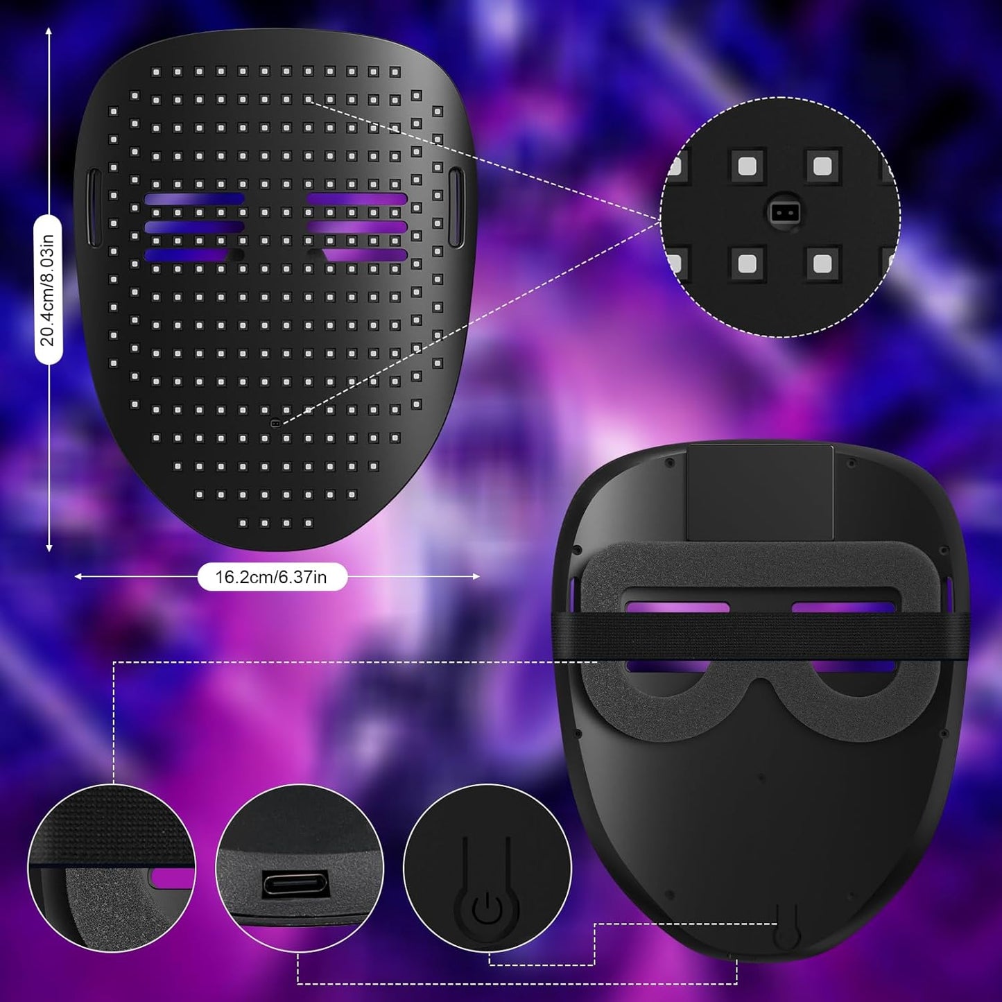 AIGLUN LED Face Transforming Mask with Gesture Control Fun - Cool stuff Halloween Cosplay and Christmas Parties