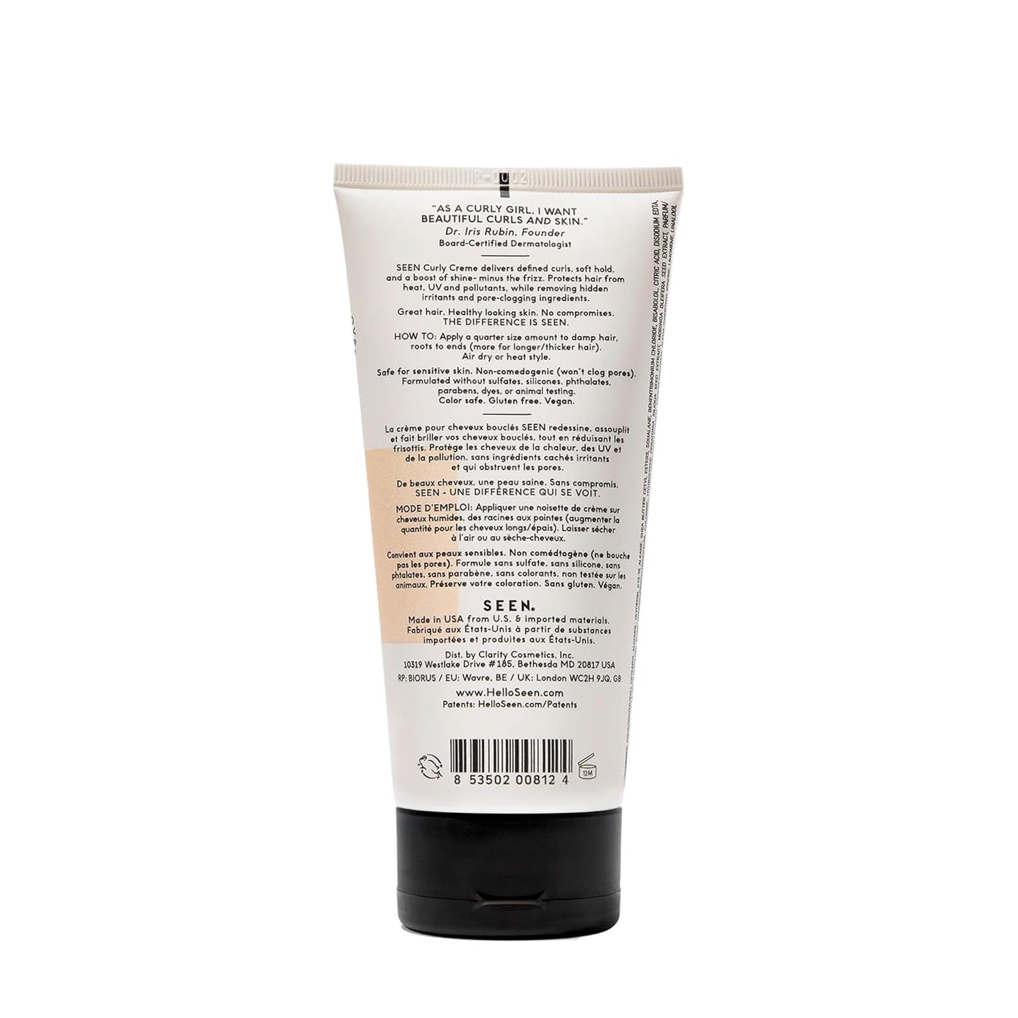 SEEN Curly Creme - Scented - Non-Comedogenic & Sulfate-Free Curl Defining Styling Hair Cream- Reduces Frizz- Heat Protectant- Safe for Sensitive Skin