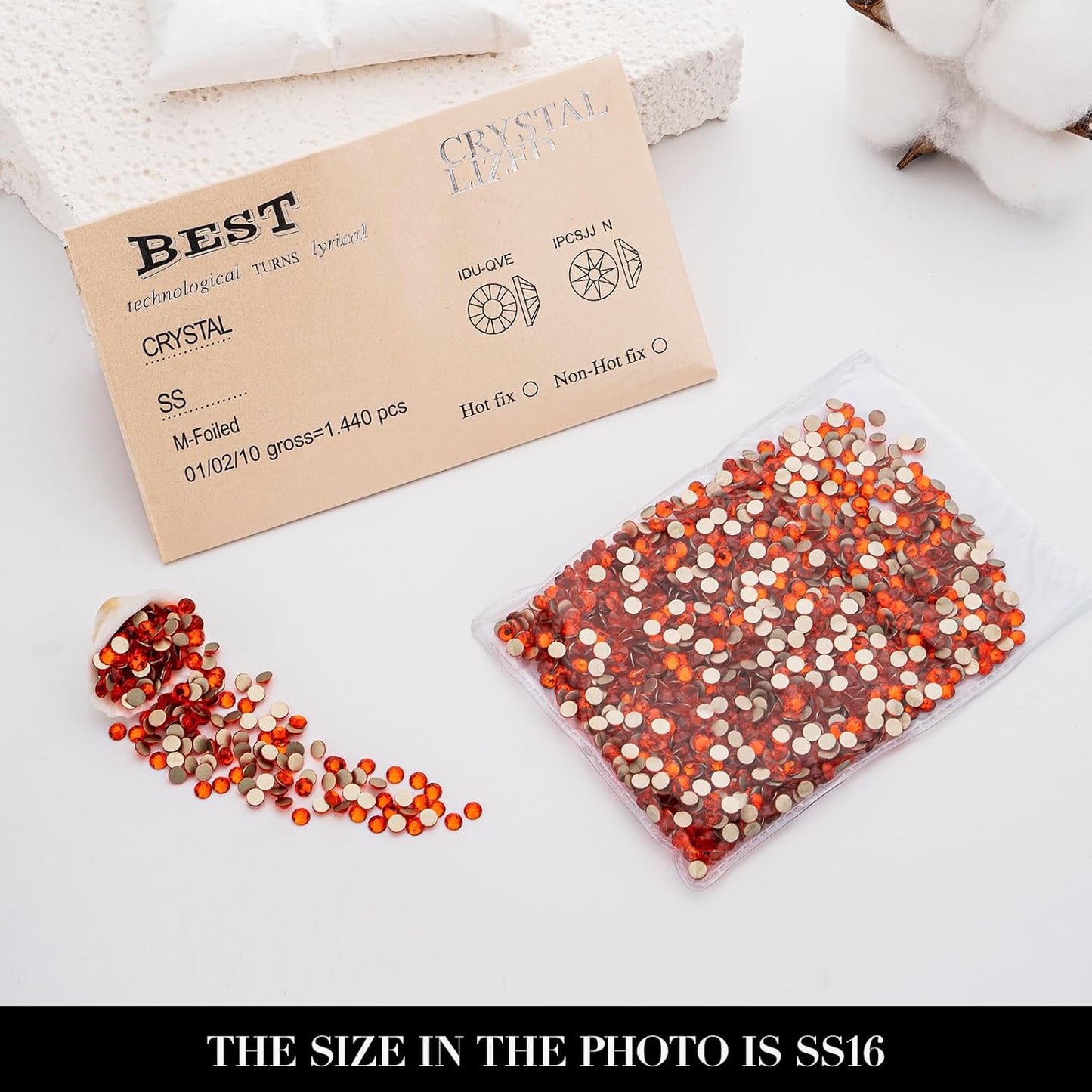Novani Hyacinth/Orange Rhinestones 1440pcs Flat Back Round Rhinestone Style 2088 Sparkly Crystal Gemstones for Nail Art and Crafting SS16,3.8-4.0mm