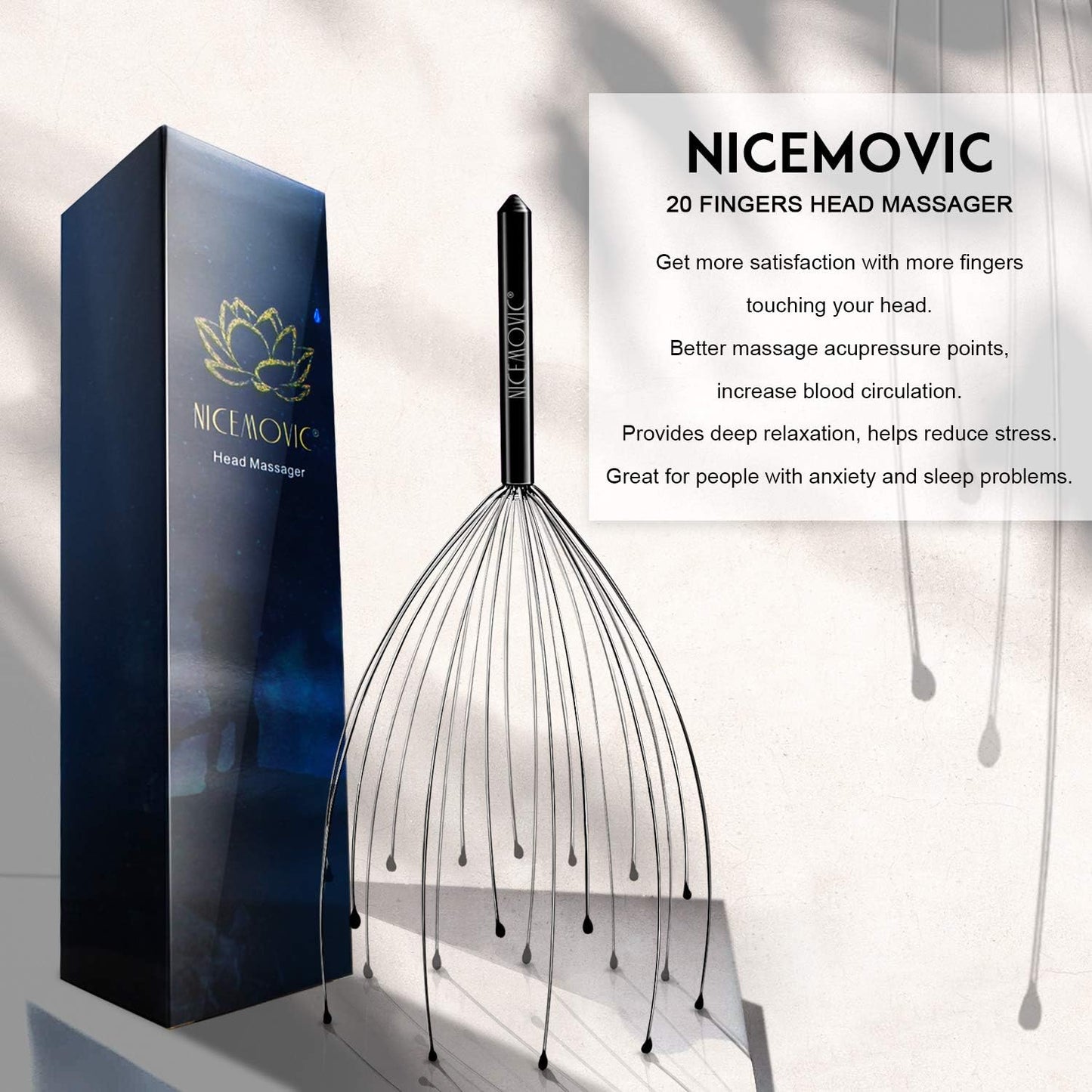 NICEMOVIC White Elephant Gifts for Adults 2 Pack Head Massager Scalp Stocking Stuffers for Men Women Scalp Massager Hair Growth 20 Fingers Head Scratcher Funny Stress Relief Head Spa Gifts for Mom Dad