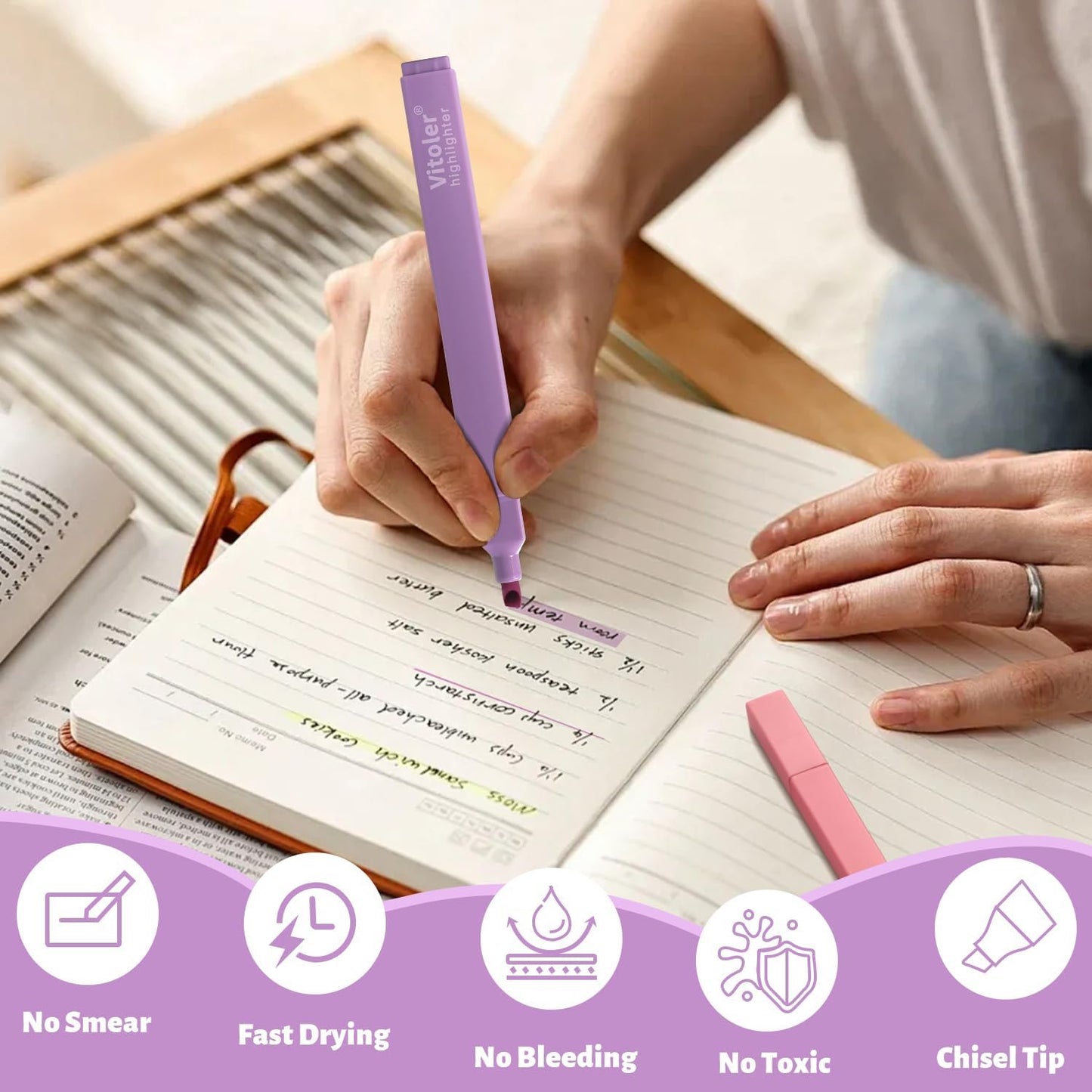 Vitoler Bible Highlighters,8 Colors Cute Highlighters with Chisel Tip for Bible Accessories School Office Supplies