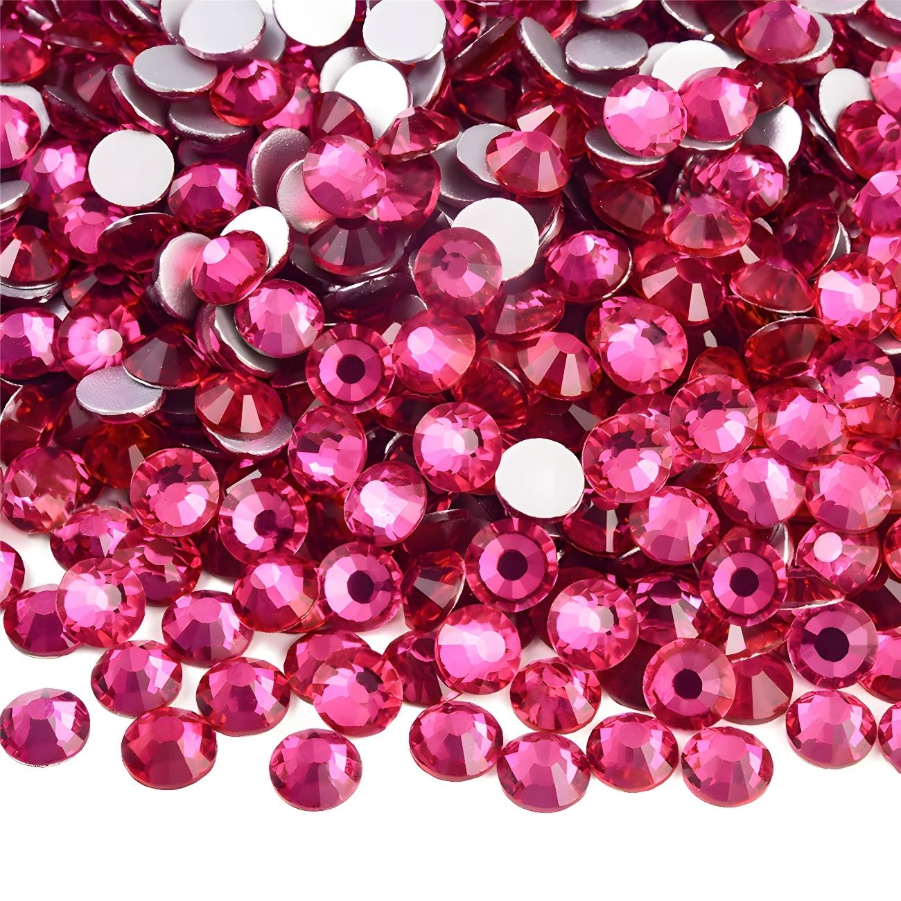 Flatback Rhinestones Round Gems for Nails Art and Crafts 4000Pcs SS12 3mm Glitter Crystals Stone DIY Bags Clothes Shoes (Dark Rose Red)