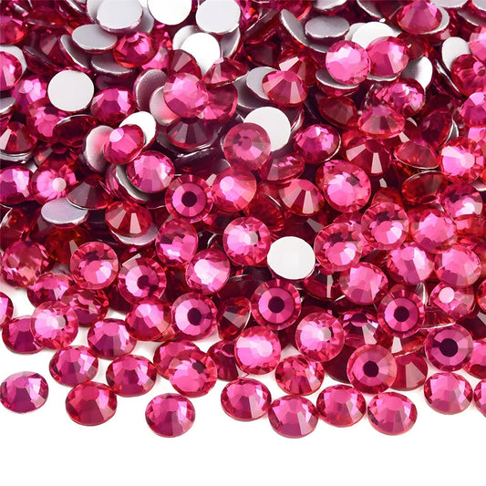 Flatback Rhinestones Round Gems for Nails Art and Crafts 1250Pcs SS20 5mm Glitter Crystals Stone DIY Bags Clothes Shoes (Dark Rose Red)