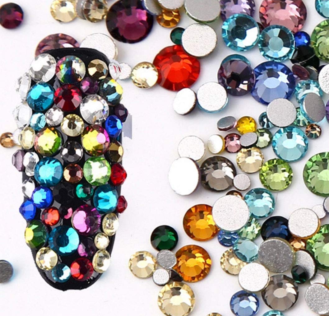 Rhinestones flat back gems round DIY decorative Nail Face and apparel accessories ss3-20 mix size(4320pcs mixed color)