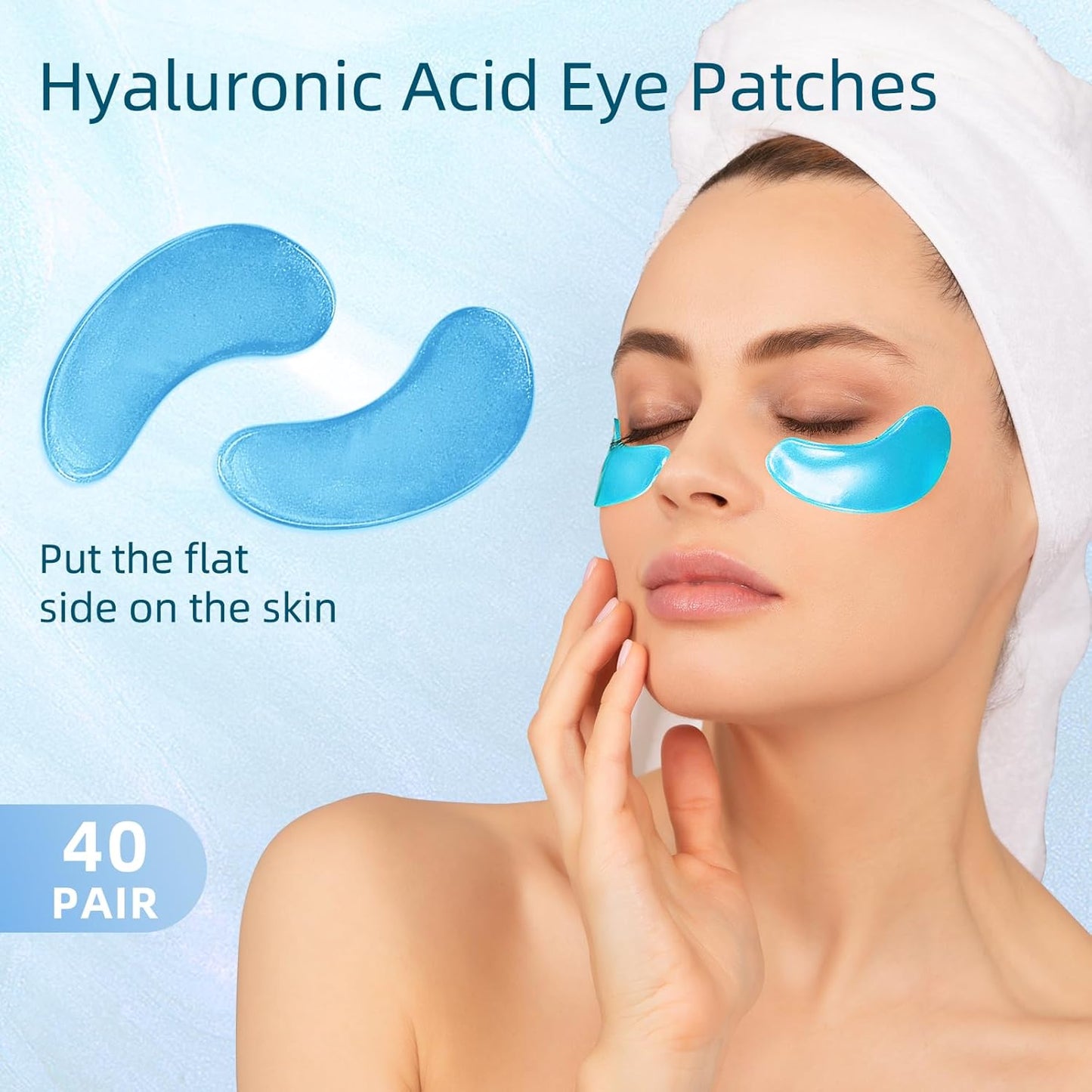 Under Eye Patches, 40 Pairs Eye Mask for Dark Circles, Puffy Eyes, Undereye Bags,Wrinkles,Eye Mask Patches with Hyaluronic Acid, Eye Treatment Skin Care for Men & Women Gift
