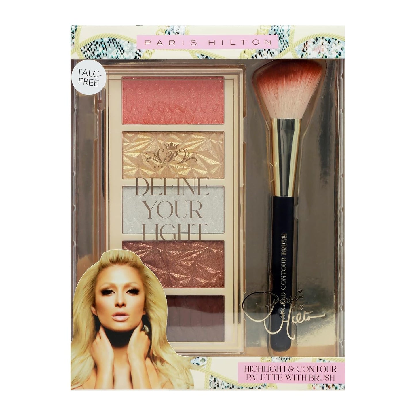 Paris Hilton Define Your Light Set - Blendable Highlighter Makeup with Vibrant Blush, Bronzer and Contour Palette - Makeup Palette with Brush - 1 pc