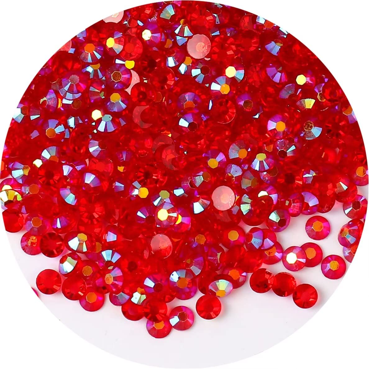4500 Pcs SS12 3mm AB Flatback Rhinestones for Nails Art Crafts Transparent Glitter Round Gems Crystals DIY Clothes Shoes(Clear Red AB)