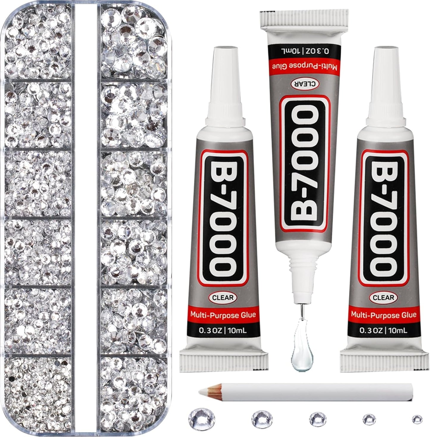 Resin Rhinestones for Crafting Bedazzling with b7000 Glue, 6000Pcs Silver Clear Flatback Gems Crystal for Crafts Clothing Clothes Shoes Nails Makeup, Flat Back Jewels Diamonds Rinestones Set Mix Sizes