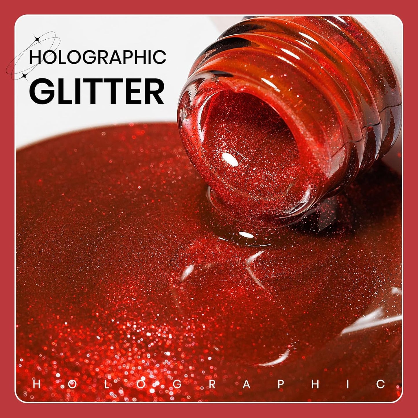 Red Cat Eye Gel Nail Polish, 15ML Magnetic Crystal Holographic Cateye Gel Polish Glitter Shimmer Reflective Nail Polish with Magnet Soak Off Salon DIY at Home