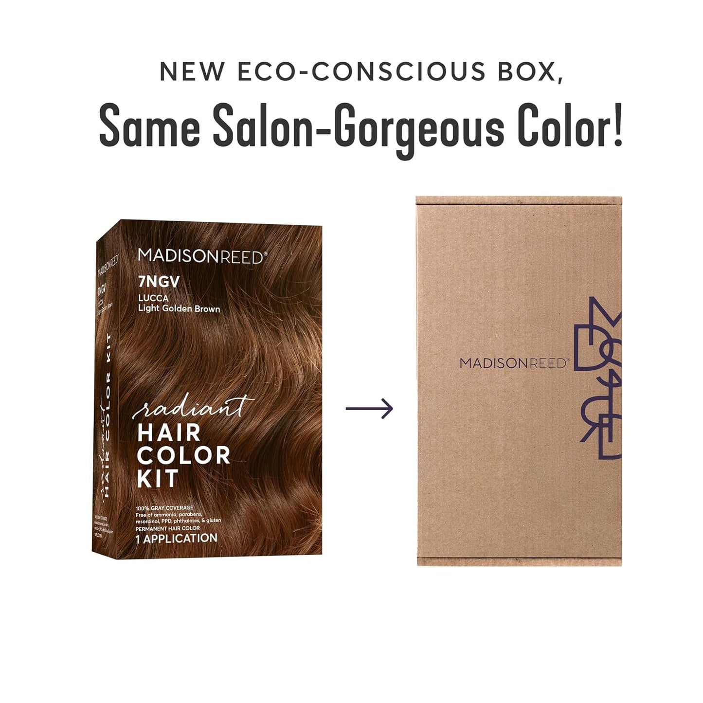 Madison Reed Radiant Hair Color Kit | 7NGV Light Golden Brown (Lucca Brown) for 100% Gray Hair Coverage | Dimensional Salon-Quality Permanent Hair Dye | PPD-Free & Ammonia-Free | 2 Pack