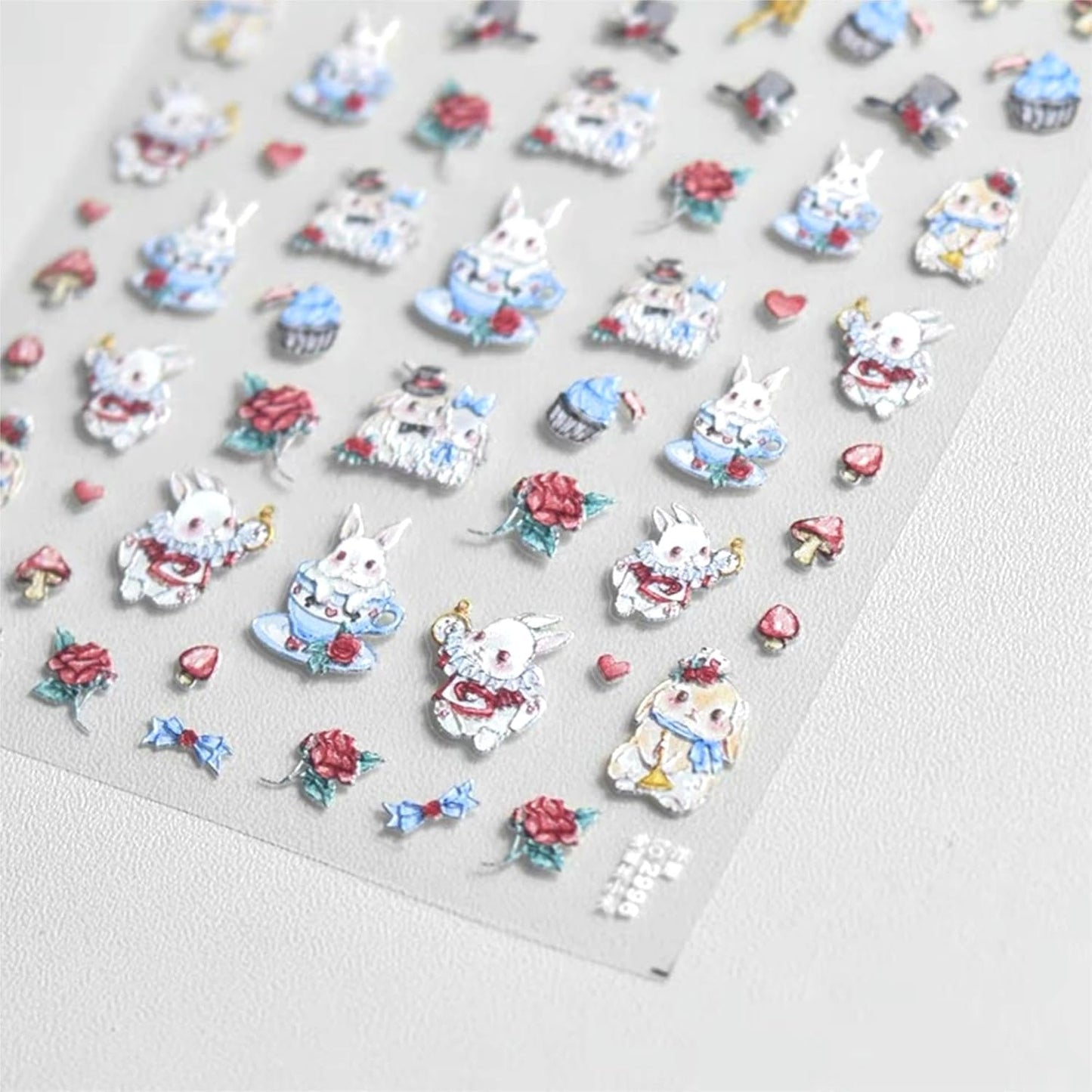 Dedyel Cute Nail Stickers 5D Embossed Cartoon Bunny Kawaii Animal Self-Adhesive Nail Decals for Women Girls Kids Nail Art Decoration