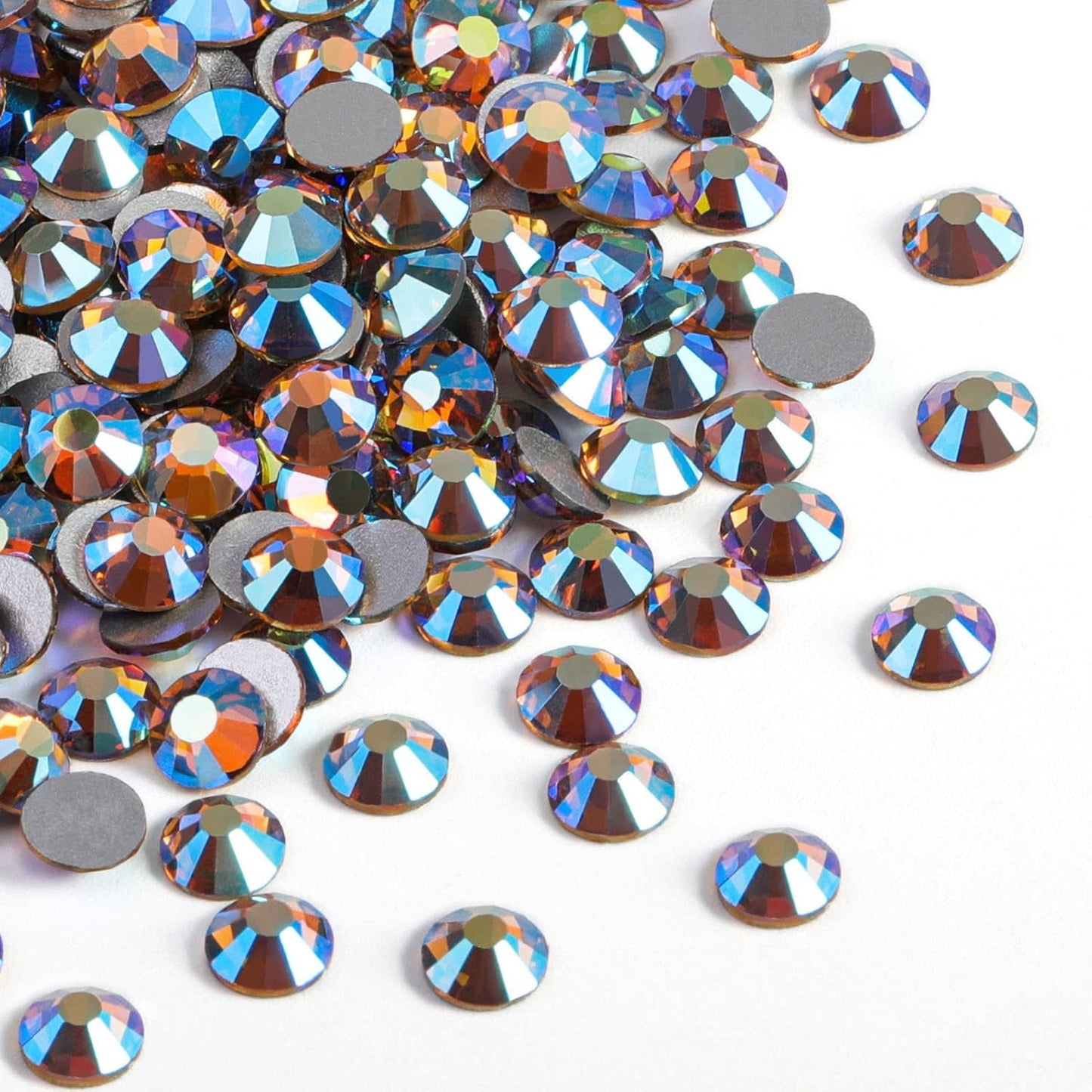 beadsland 1440 Pieces Flat Back Crystal Rhinestones Round Gems, Lt.Colorado Topaz AB,SS3,1.2-1.4mm