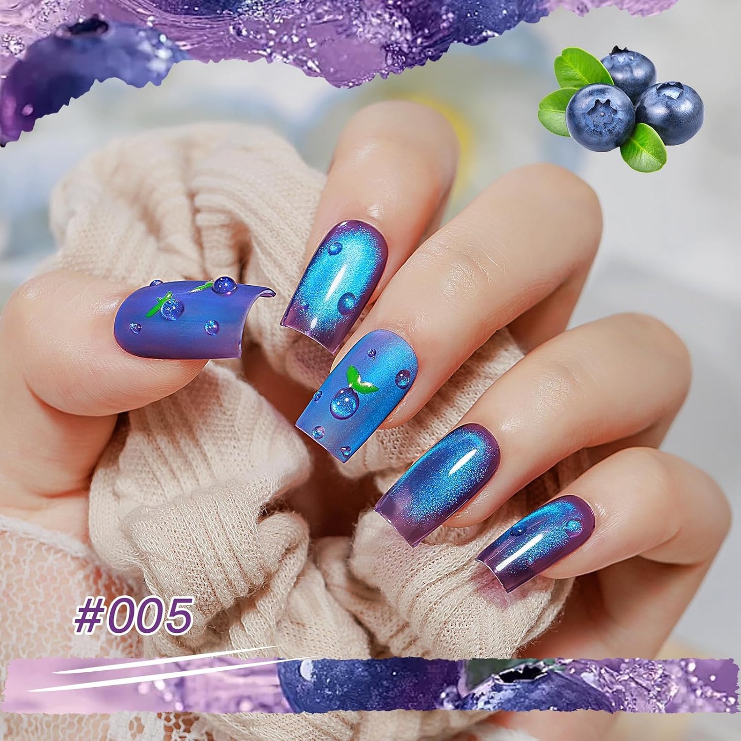 MIZHSE Cat Eye Gel Nail Polish, Fruit Colors Magnetic Gel Polish Set with Magnet, Neon Cateye Effect Green Purple Yellow Soak Off Nail Art Manicure Home Gift for Ladies