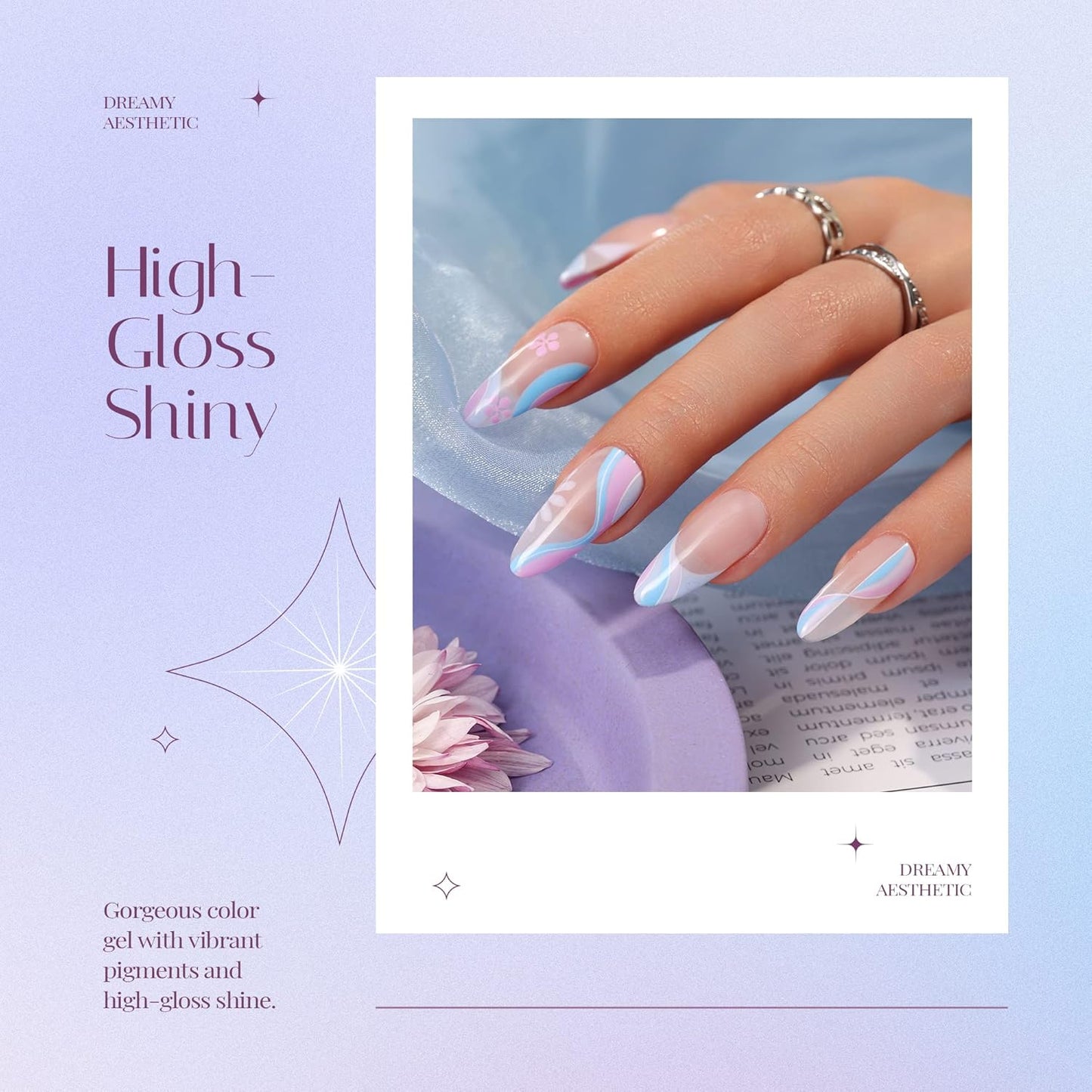 Beetles Gel Nail Polish Set - 6 Colors Purple Baby Blue Light Color Gel Nail Kit Lavender Violets Collection Soak Off UV LED Gel Manicure DIY Periwinkle Nail Polish Salon Gift for Women Girls