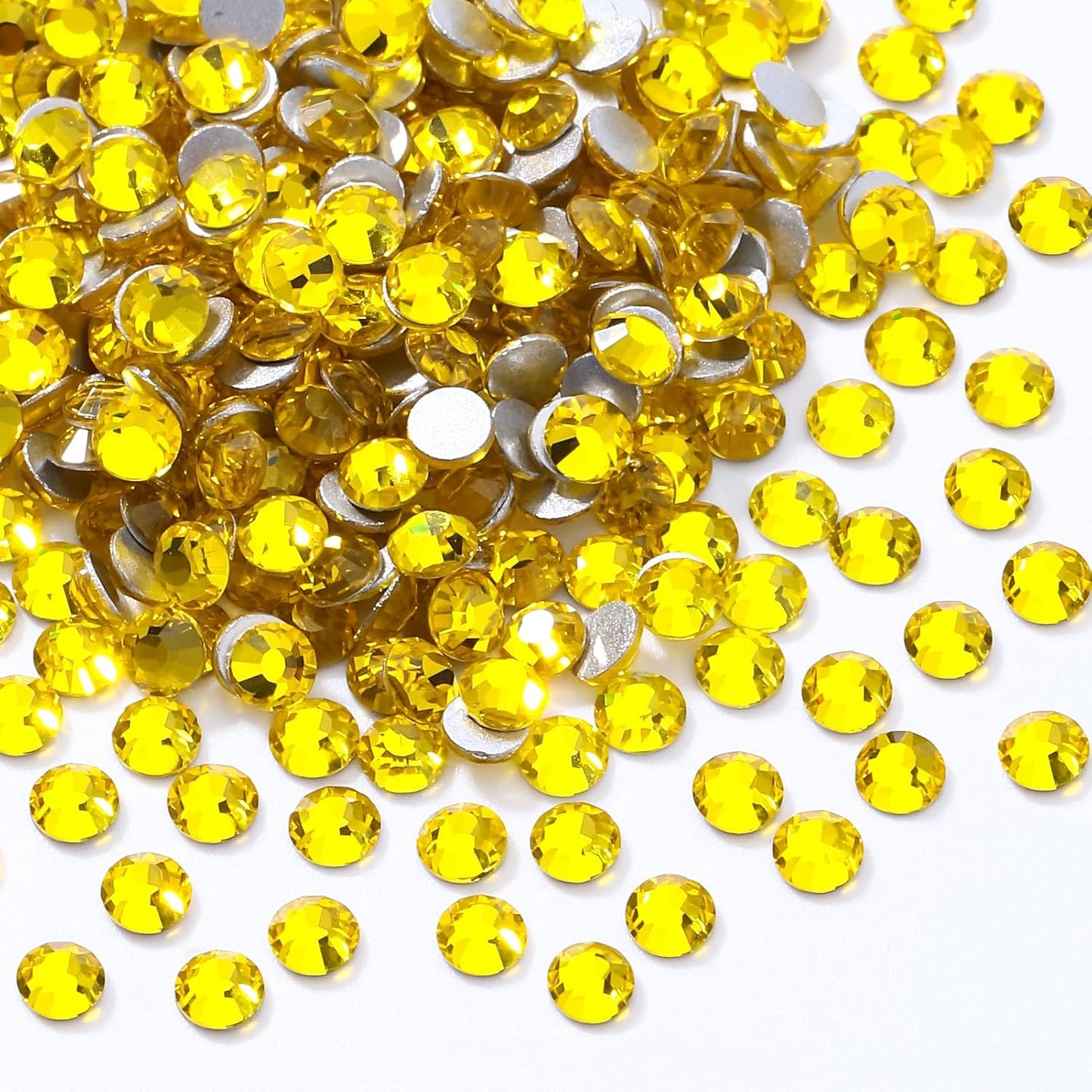 Citrine Flatback Rhinestones, Glass Rhinestones for Nail Art and Craft, Glue Fix, Loose Crystal Gemstones(Yellow, SS4, 1440pcs, 1.5-1.7mm)