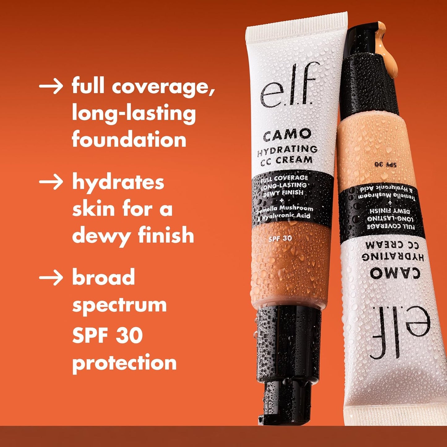 e.l.f. Hydrating Camo CC Cream, SPF 30, Color Correcting Full Coverage Foundation For A Dewy Finish, Vegan & Cruelty-Free, Rich 610 N