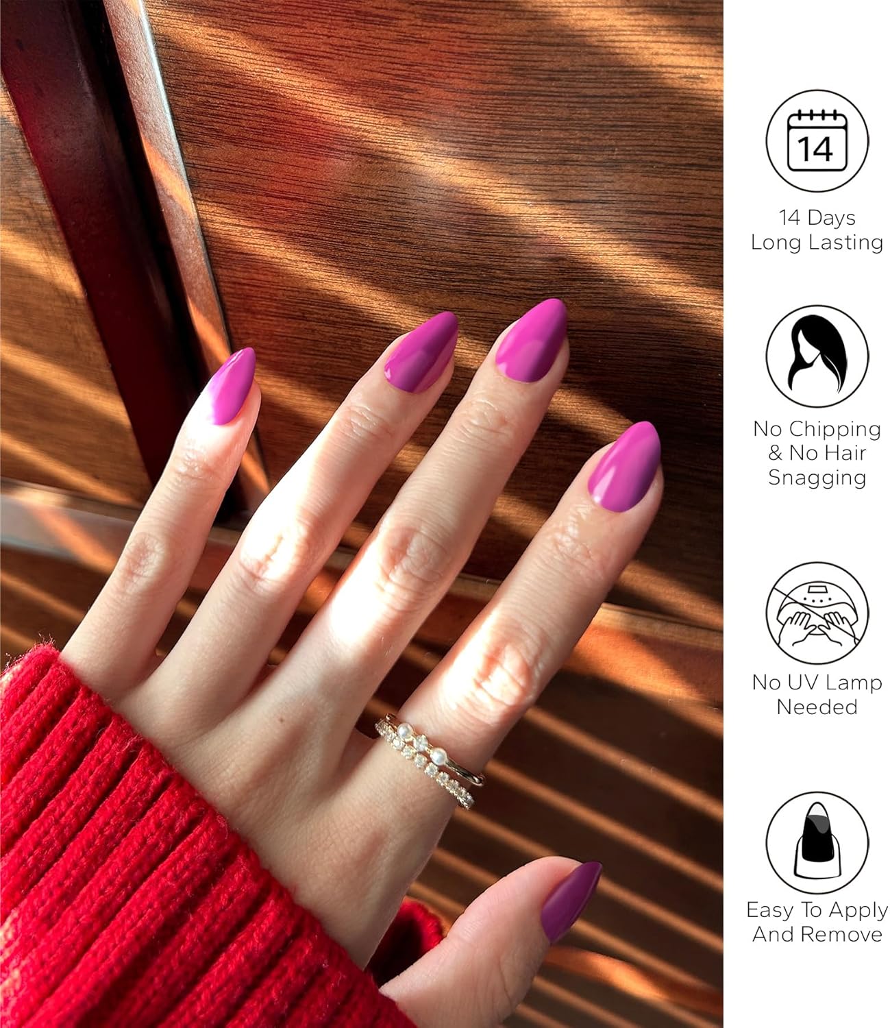 Nail Polish Strips, 20Pcs Salon Quality Gel Nail Stickers, Easy Long Lasting Wraps for Short Nails no UV Light Needed (Violet)