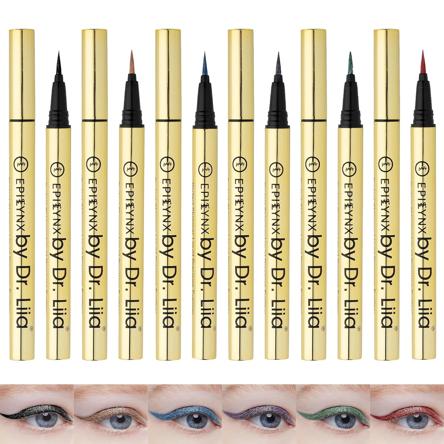 Waterproof Eyeliner - Smudge-Proof Liquid Eyeliner Pen with Precision Tip for Smooth, Long-Lasting Application - Vegan, Hypoallergenic & Gluten-Free Eye Liner - 6 Shades 2mL each Gift Set