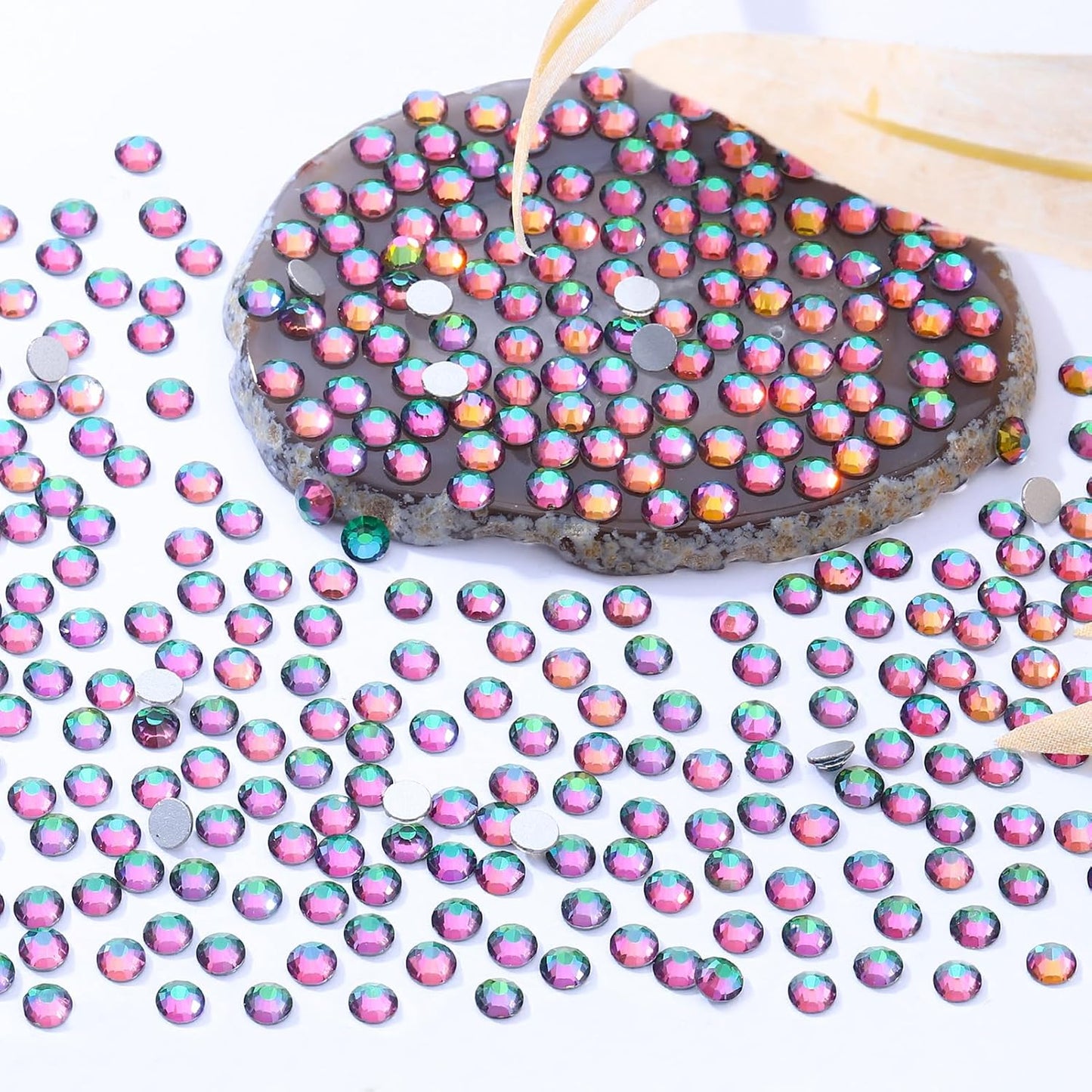 Green Volcano Flatback Rhinestones, Glass Rhinestones for Nail Art and Craft, Glue Fix, Loose Crystal Gemstones(Green Volcano, SS20, 2880pcs, 4.6-4.8mm)