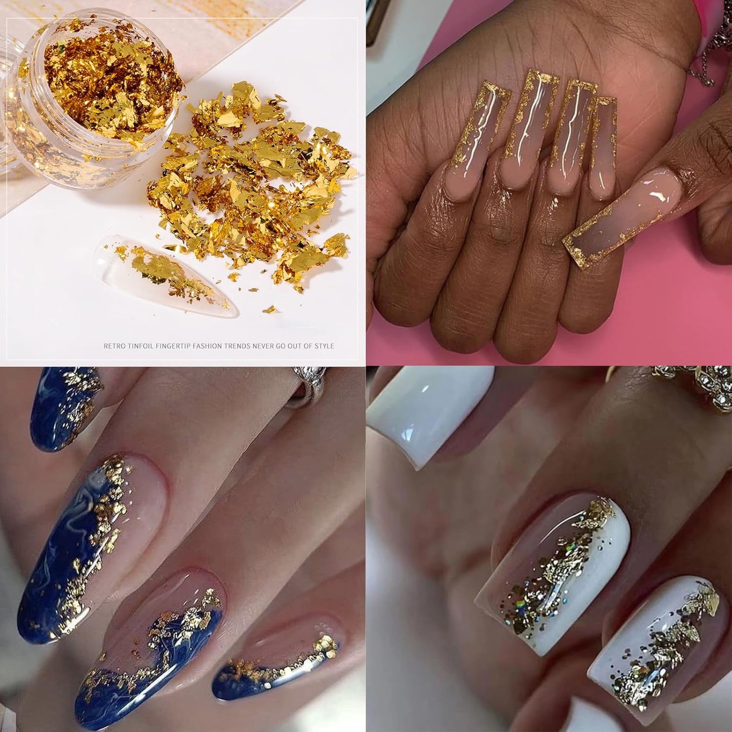 Nail Art Rhinestones Flatback Gold Nail Charms Multi Shapes Crystal Nail Supplies Mixed Nail Glitter Foil Design Nail Gems Nail Accessories for Women Nail Decorations., 3.0 Count