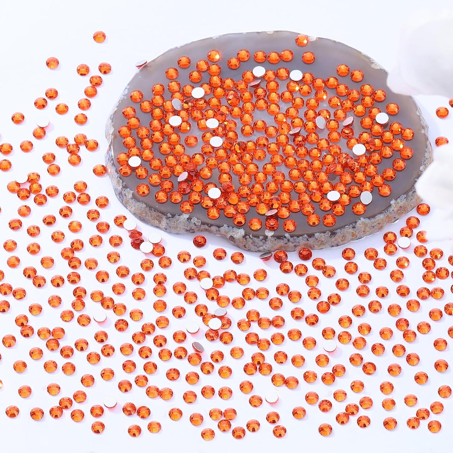 Hyacinth Flatback Rhinestones, Glass Rhinestones for Nail Art and Craft, Glue Fix, Loose Crystal Gemstones(Orange, SS4, 2880pcs, 1.5-1.7mm)