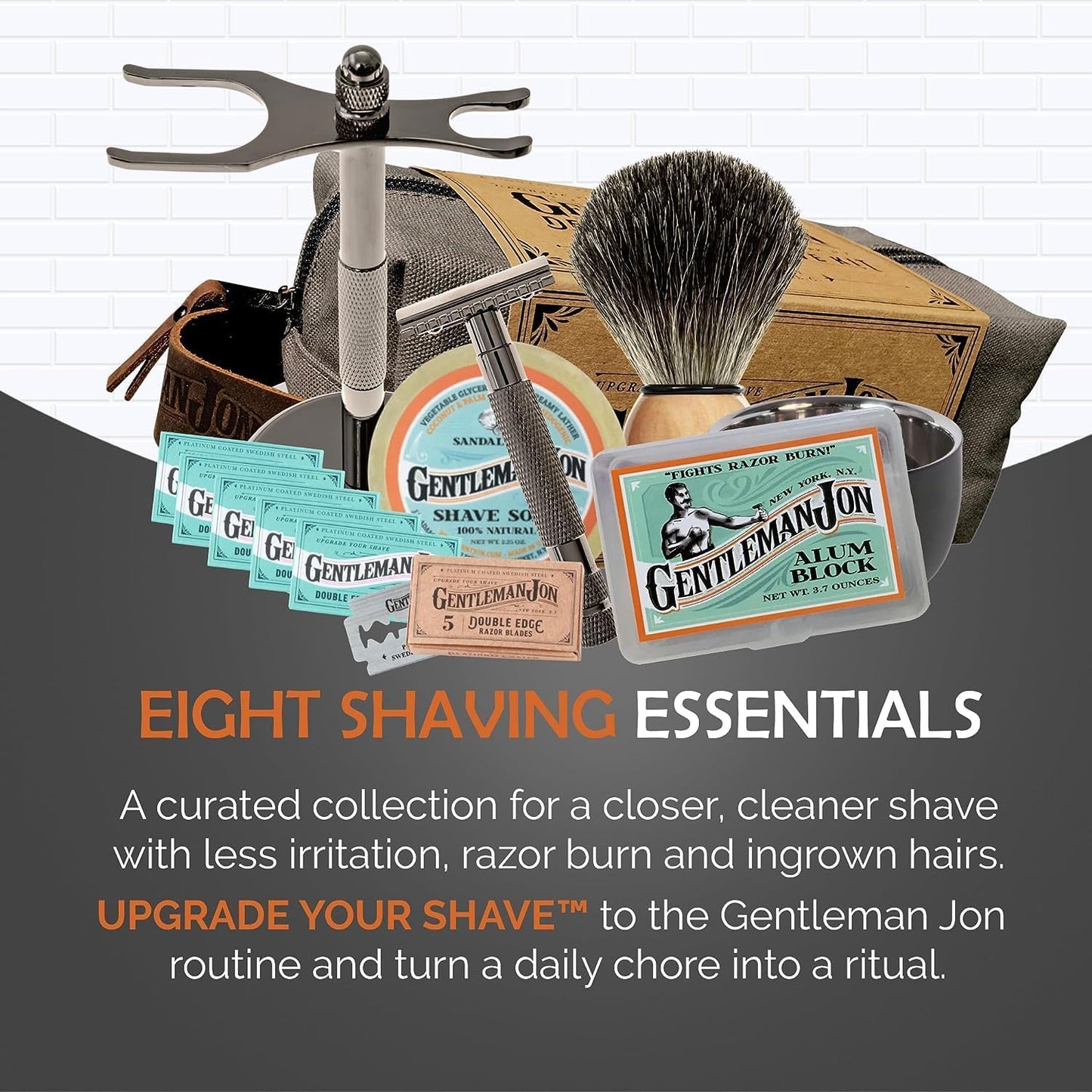 Supreme Shaving Collection - Deluxe Safety Razor Shaving Kit & Extra 50-Pack Platinum Double Edge Razor Blades - Extensive Wet Shave Set for Men - Superior Comfort and Smooth Shaves