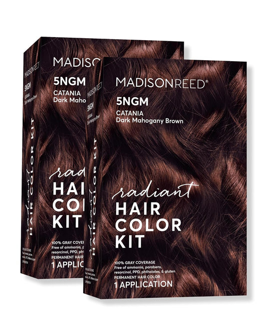 Madison Reed Radiant Hair Color Kit | 5NGM Dark Cinnamon Brown with Gold Mahogany Tones (Catania Brown) for 100% Gray Hair Coverage | Dimensional Permanent Hair Dye | PPD-Free & Ammonia-Free | 2 Pack