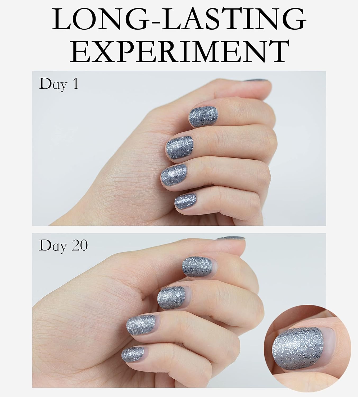 Nail Polish Strips Long Lasting, 20Pcs Wraps, Easy Apply& Remove Salon Quality Gel Nail Stickers (Golden evening Gown)