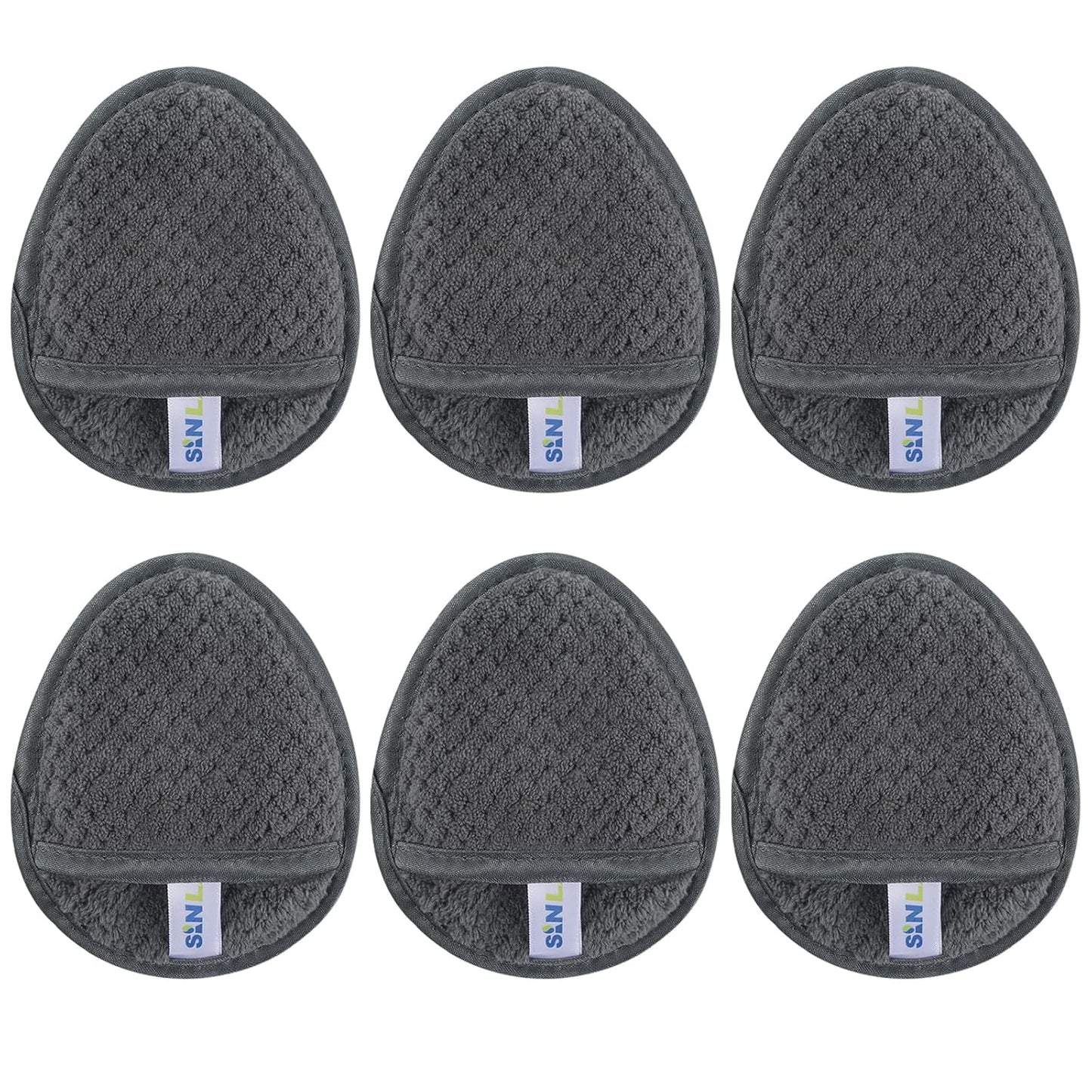 SINLAND Reusable Makeup Remover Pads For Face,Eye,Lips Microfiber Gentle Facial Cleansing Cloths for All Skin Types Friendly for Makeup Remover With Laundry Bag 5.1inchx3.93inch Gray Pack of 6