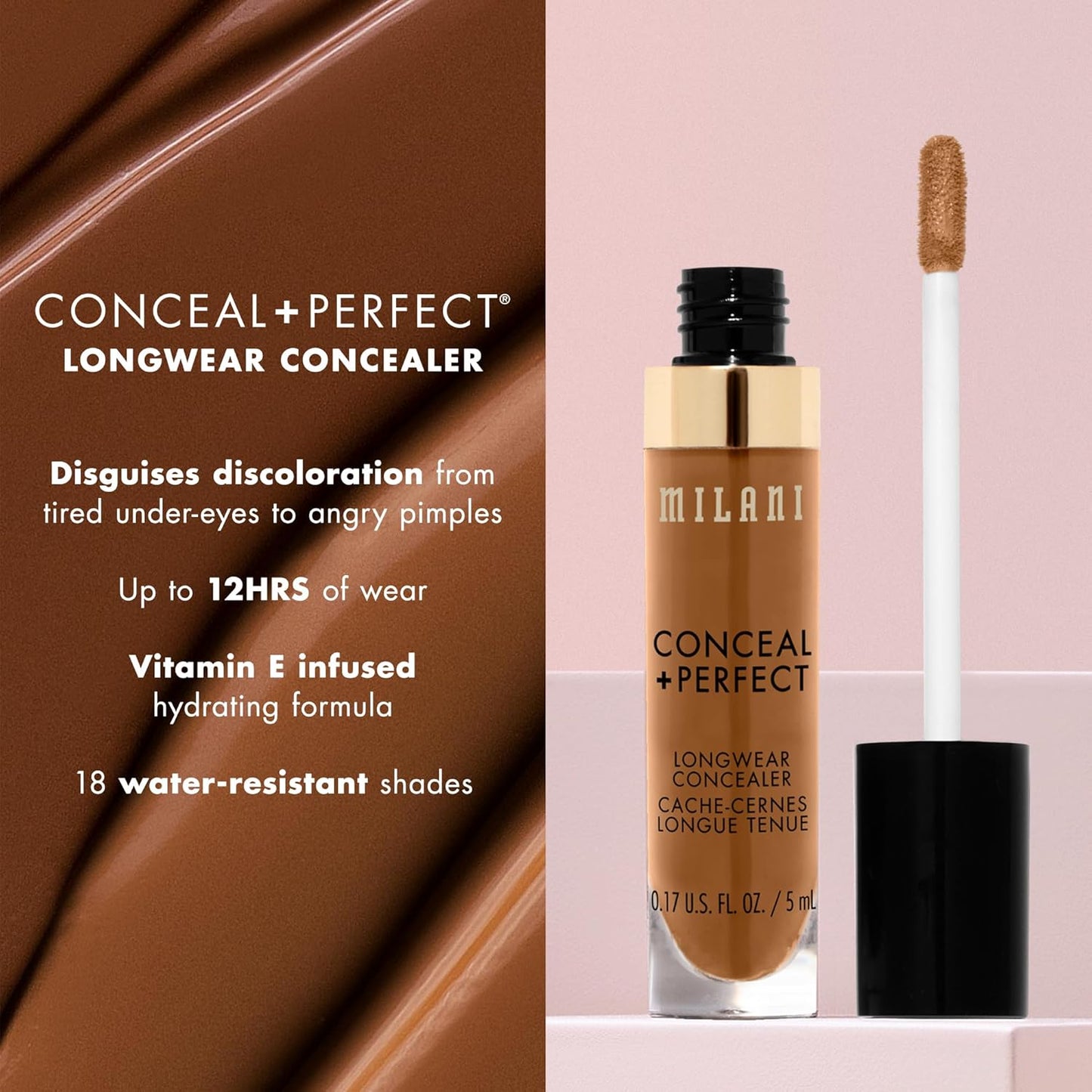 Milani Conceal + Perfect Longwear Concealer - Light Beige (0.17 Fl. Oz.) Vegan, Cruelty-Free Liquid Concealer - Cover Dark Circles, Blemishes & Skin Imperfections for Long-Lasting Wear