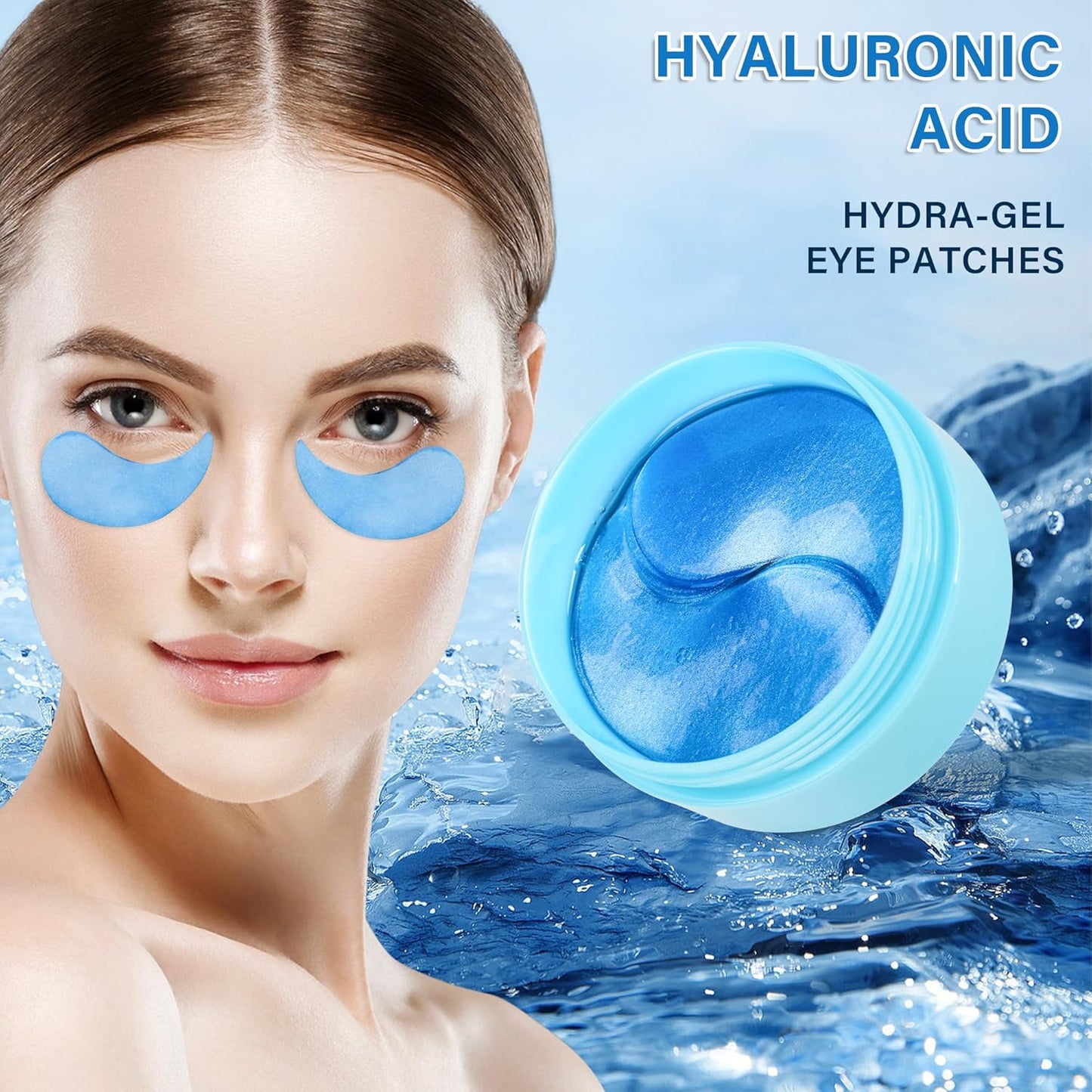 Under Eye Patches Masks - for Dark Circles, Puffy Eyes, Fine Lines, Wrinkles, Eye Bags Treatment with Collagen and Hyaluronic Acid, Moisturizing and Hydrating (60 Pcs)