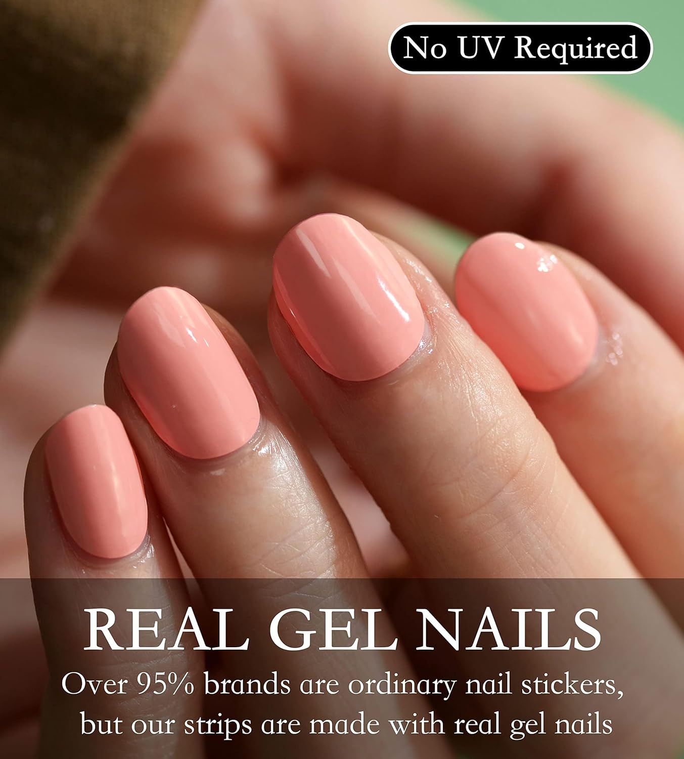 Nail Polish Strips Long Lasting, 20Pcs Wraps, Easy Apply& Remove Salon Quality Gel Nail Stickers (Passed Rose Pink)