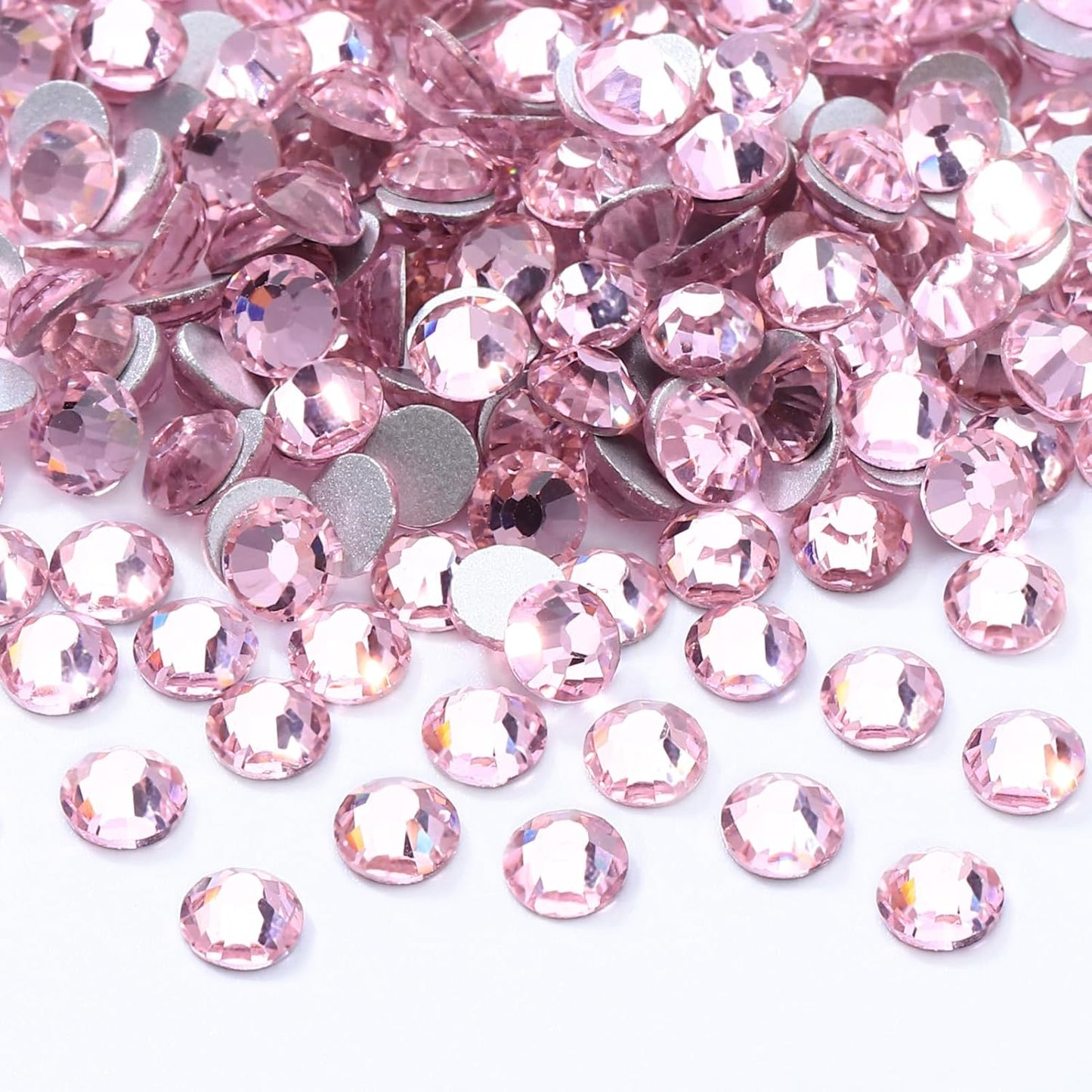 Pink Flatback Rhinestones, Glass Rhinestones for Nail Art and Craft, Glue Fix, Loose Crystal Gemstones(Pink, SS16, 2880pcs, 3.8-4.0mm)